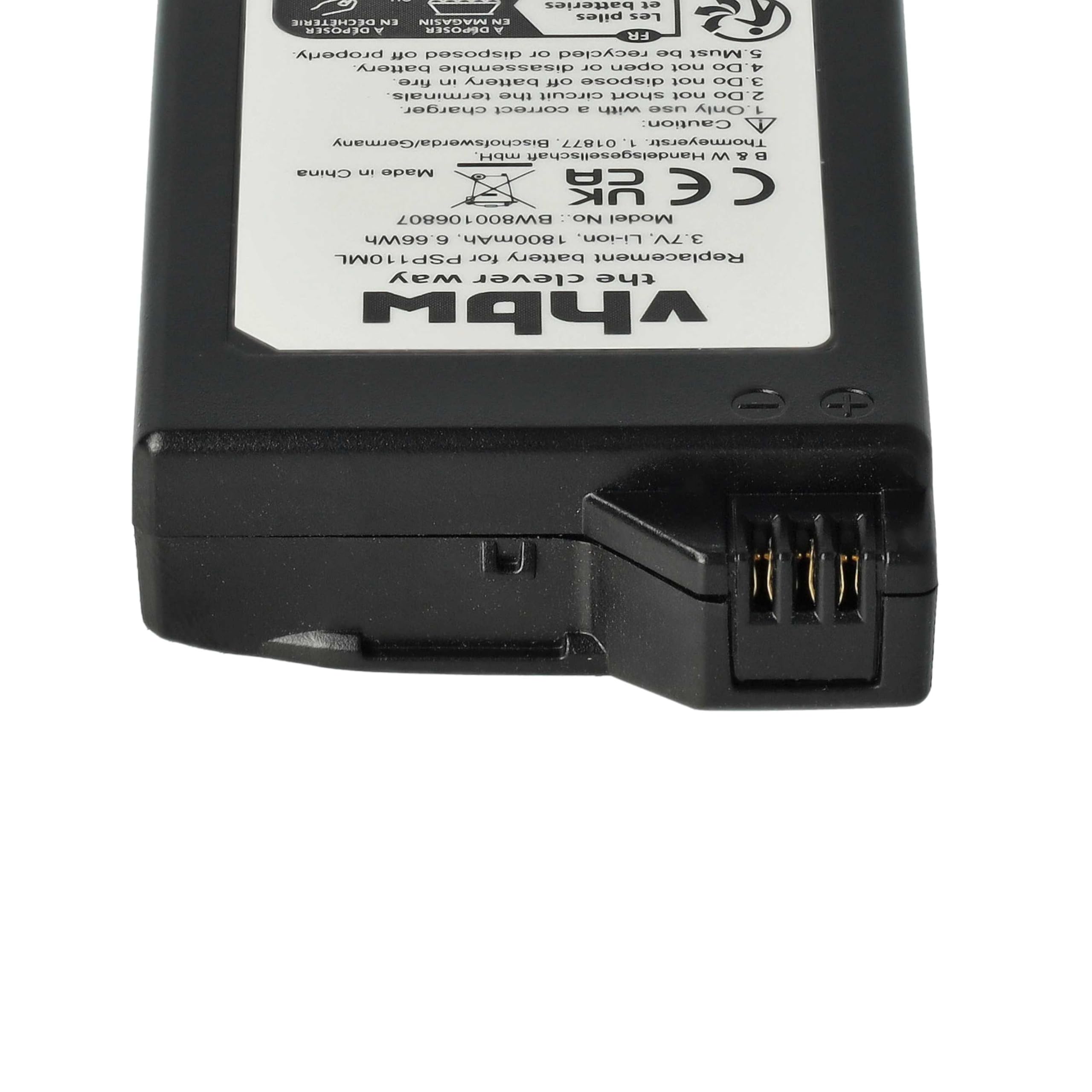 vhbw Batteria PSP-110 1800mAh per PSP-1000 nera litio