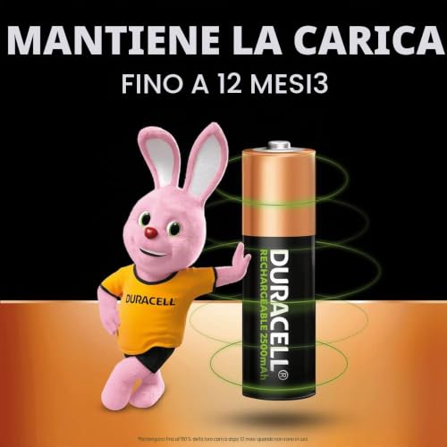 Duracell Rechargeable pile stilo AA 2500mAh 4 pezzi