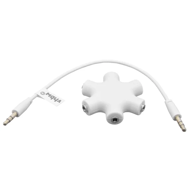 vhbw Splitter Audio 6 Uscite Jack 3,5mm Bianco con Cavo