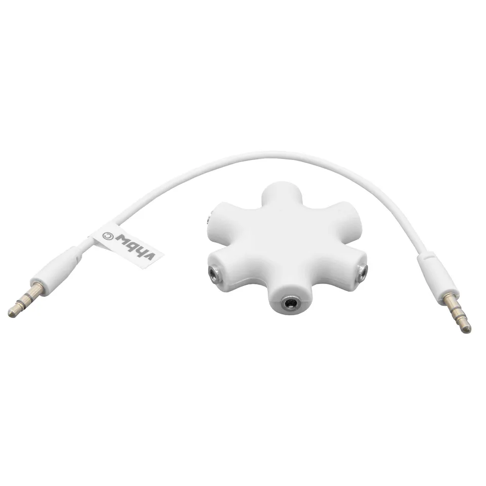 vhbw Splitter Audio 6 Uscite Jack 3,5mm Bianco con Cavo