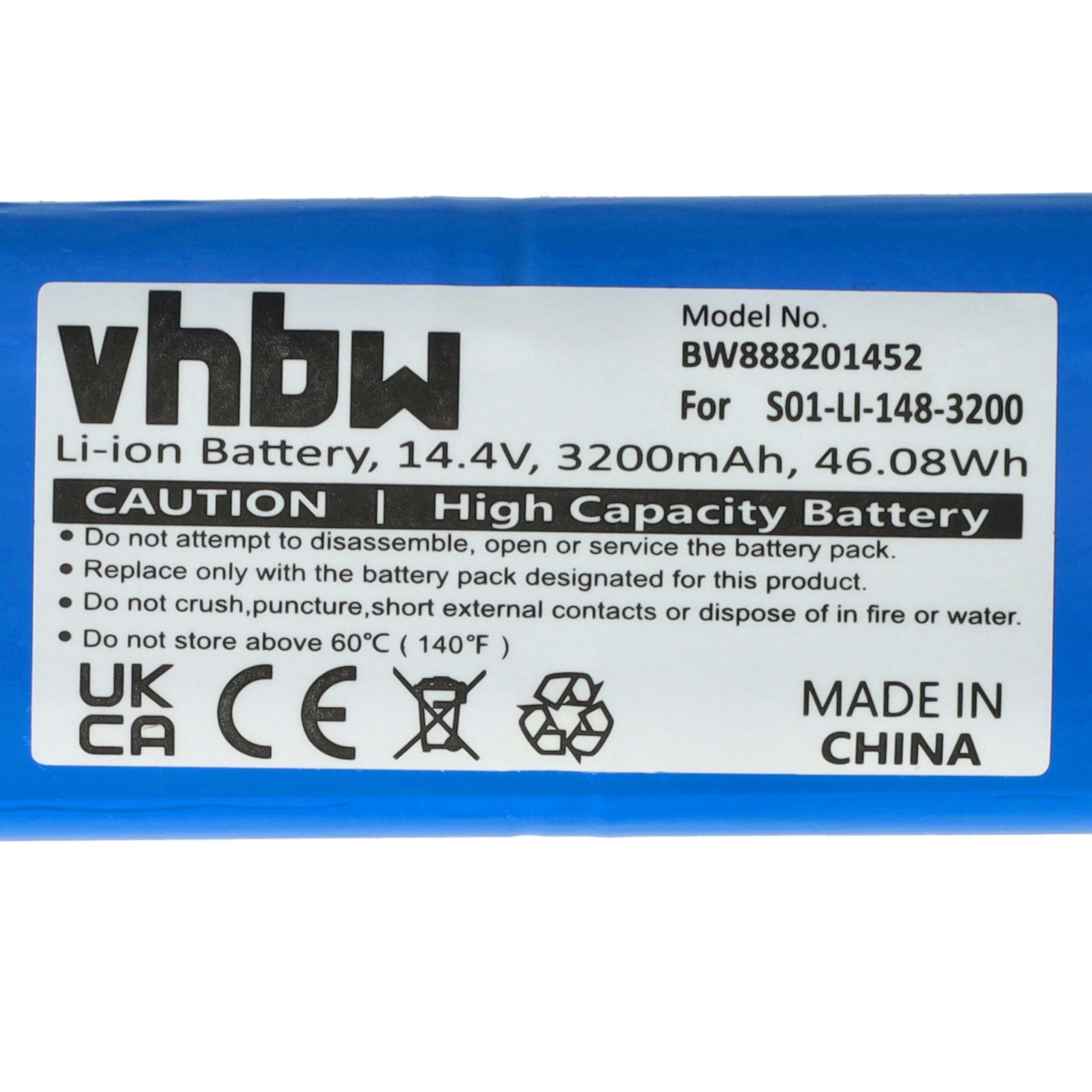 vhbw Batteria 14,4V 3200mAh per Ecovacs Deebot N8 Li-Ion