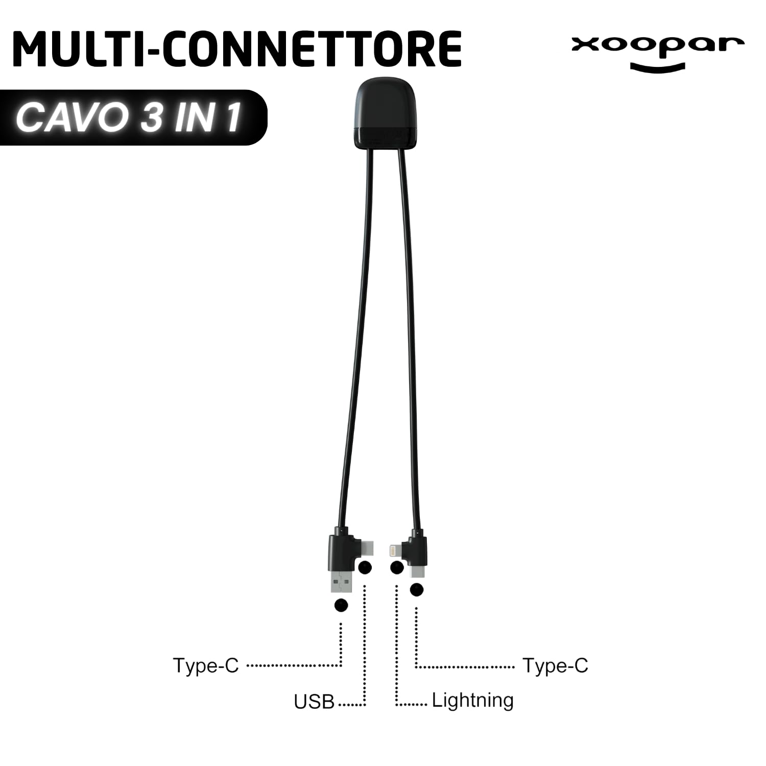 Xoopar ICE-C cavo USB 1m nero USB-C Lightning CarPlay