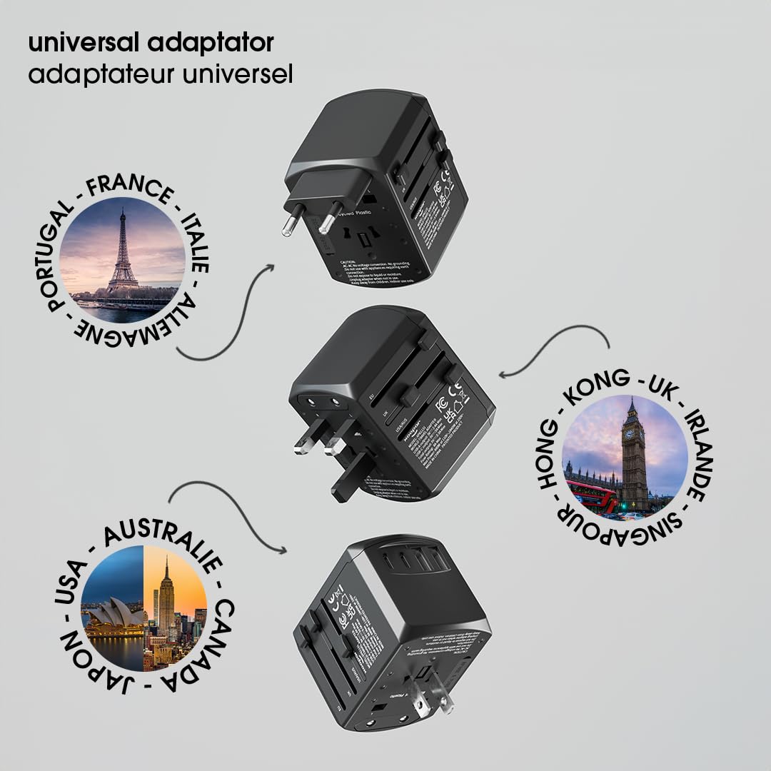 Xoopar Tripper adattatore viaggio universale 150 paesi nero
