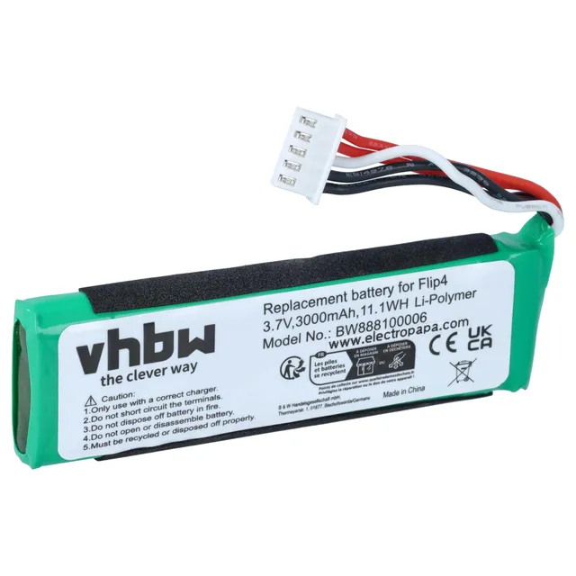 vhbw Batteria 3000mAh per JBL Flip 4 cassa Bluetooth Li-Poly