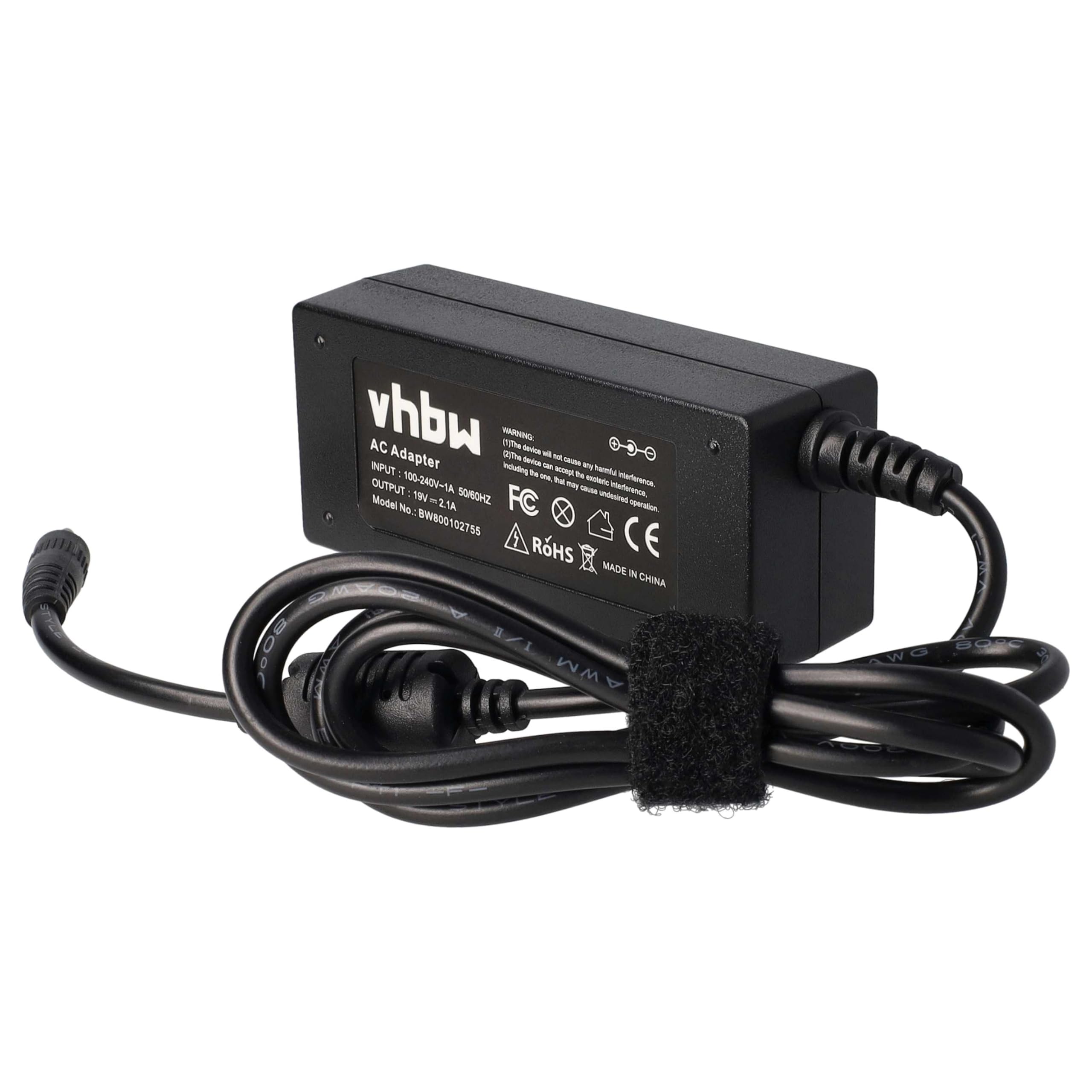 vhbw Alimentatore 40W 19V per Asus Eee PC Notebook 2,1A