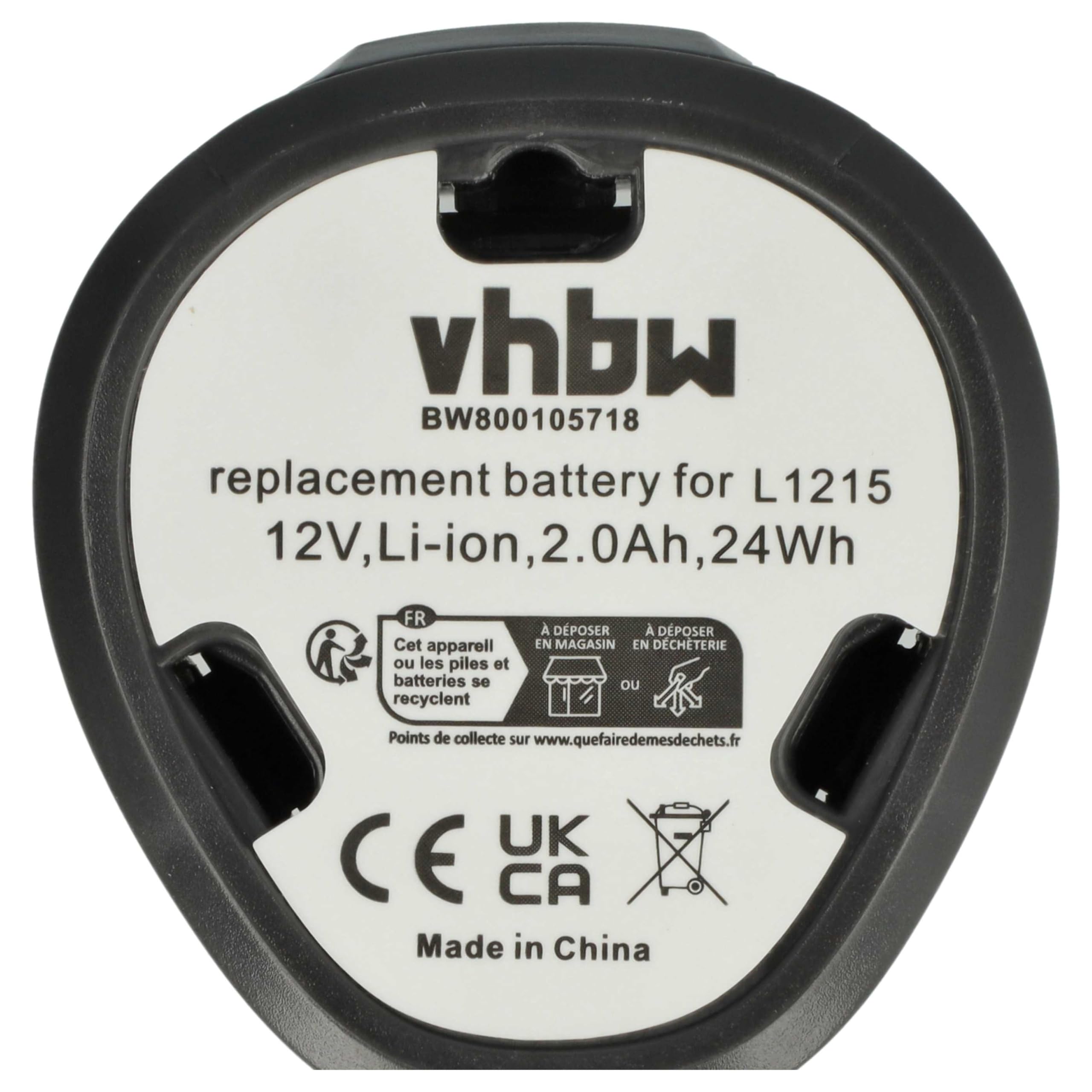 vhbw 2x Batteria 12V 2000mAh per AEG Utensile Li-Ion