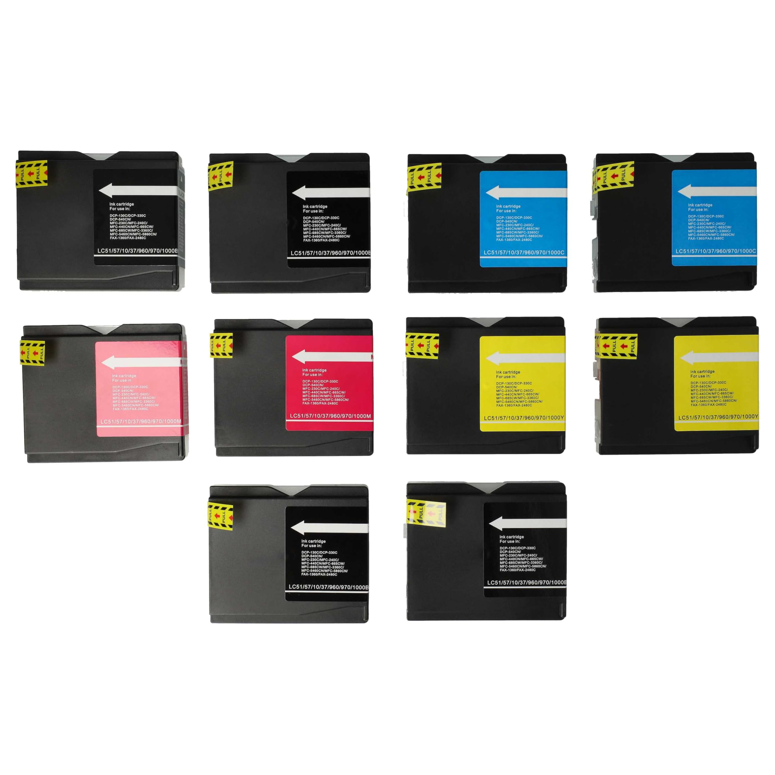 vhbw Cartucce stampante LC-970 LC-1000 10 pezzi per Brother