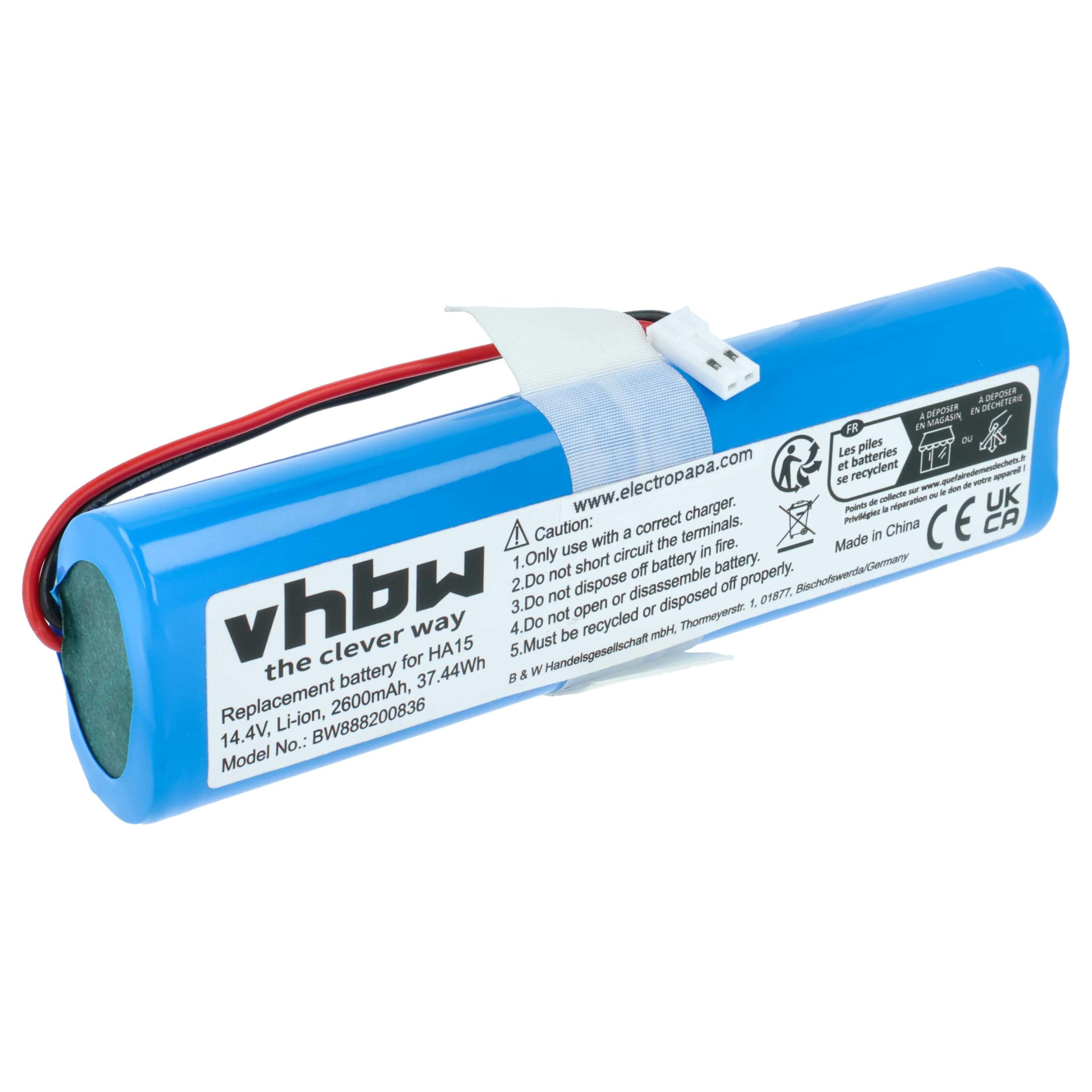 vhbw Batteria V3s Pro robot aspirapolvere 2600 mAh Li-Ion