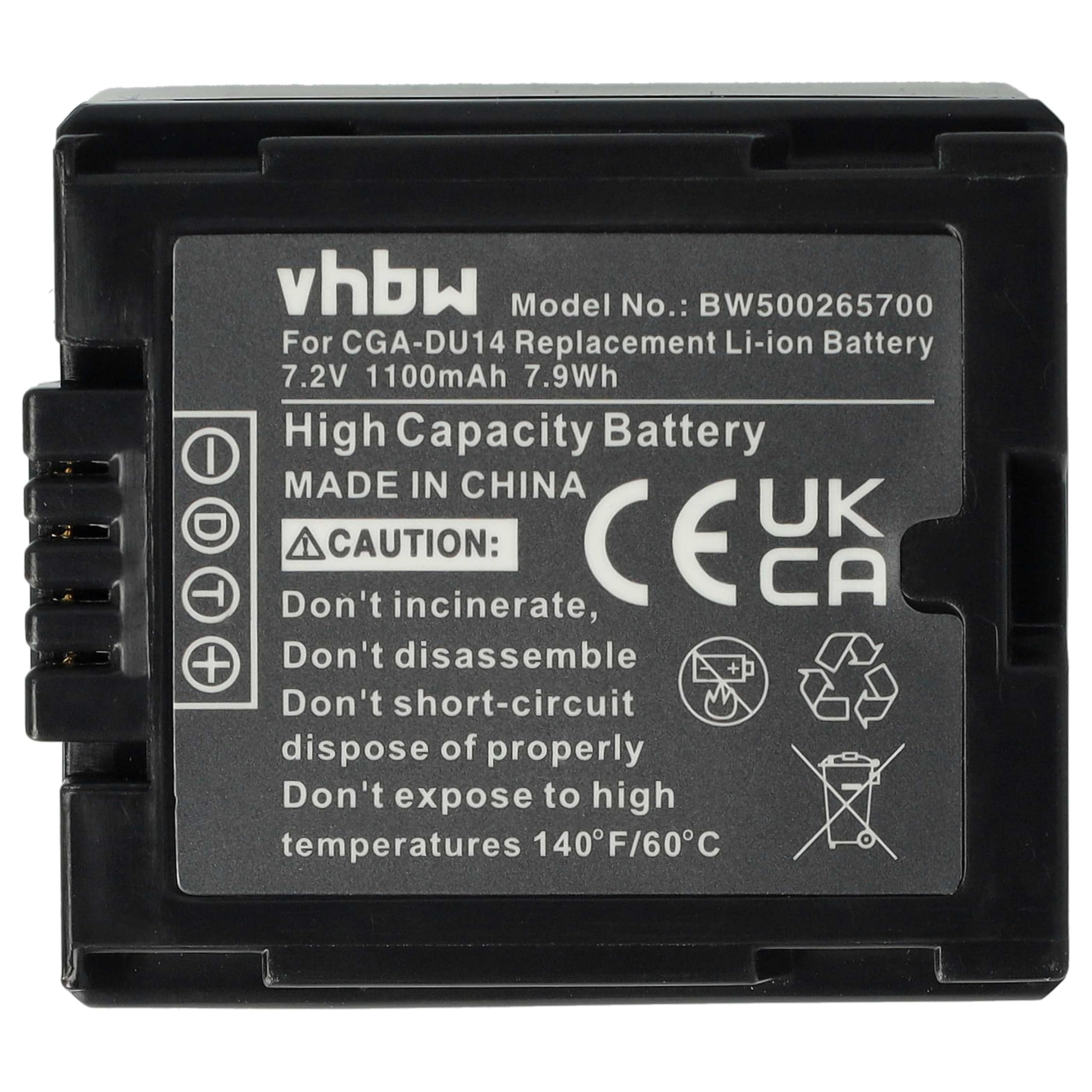 vhbw DZ-MV350E batteria fotocamera Hitachi 1100 mAh 7,2 V
