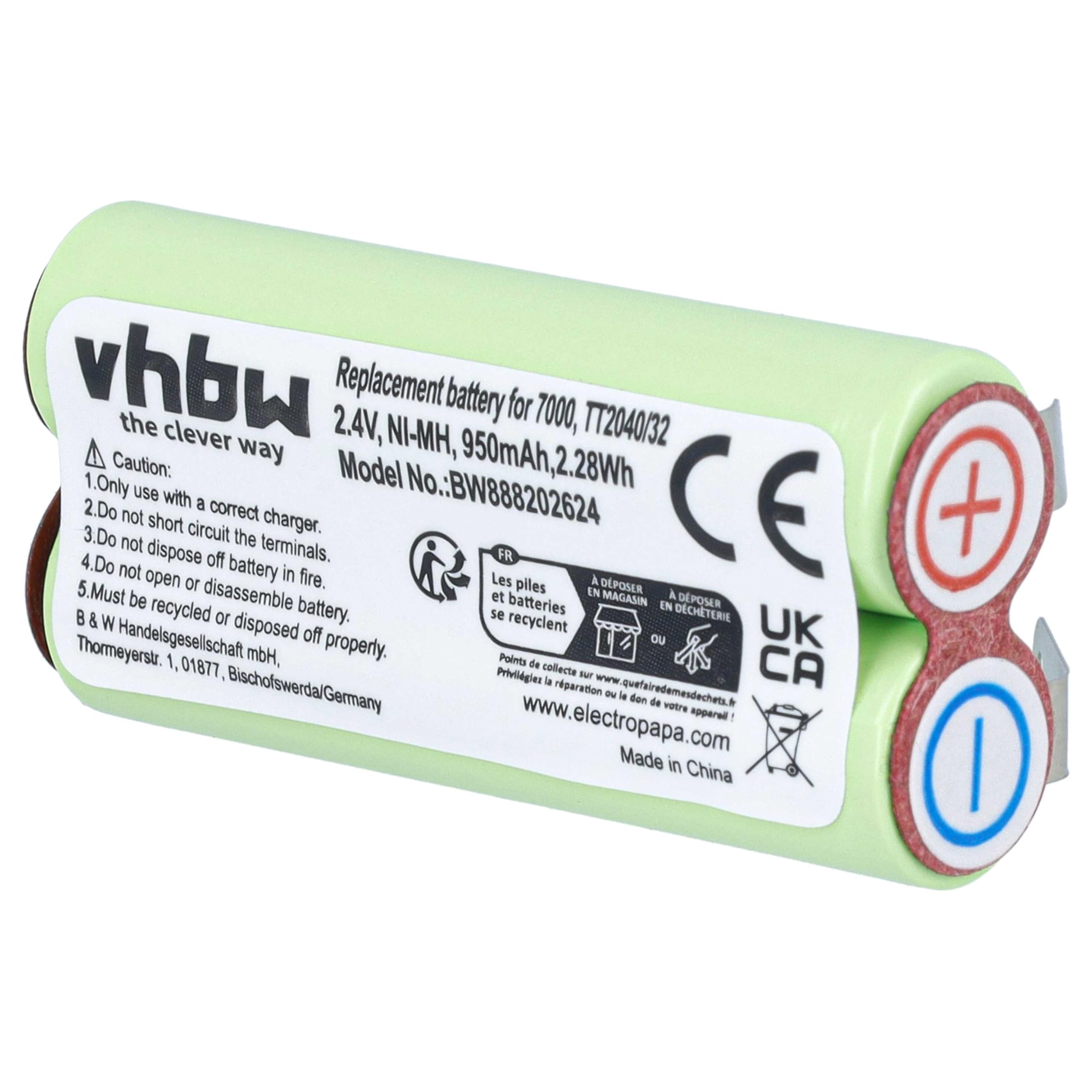 vhbw Batteria per Philips BG2040/34 950mAh NiMH