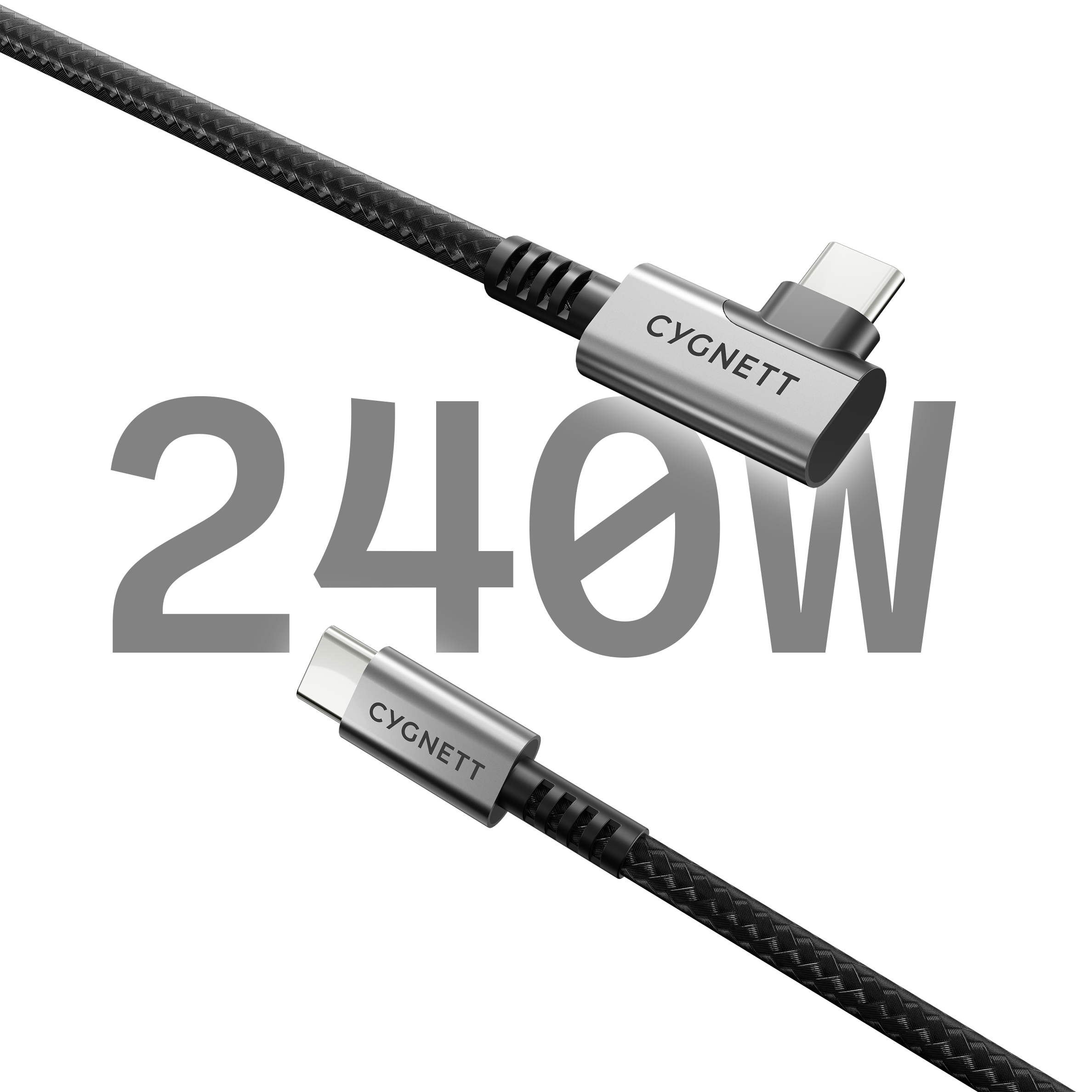 Cygnett Unite cavo USB-C angolo retto 1m 240W nero