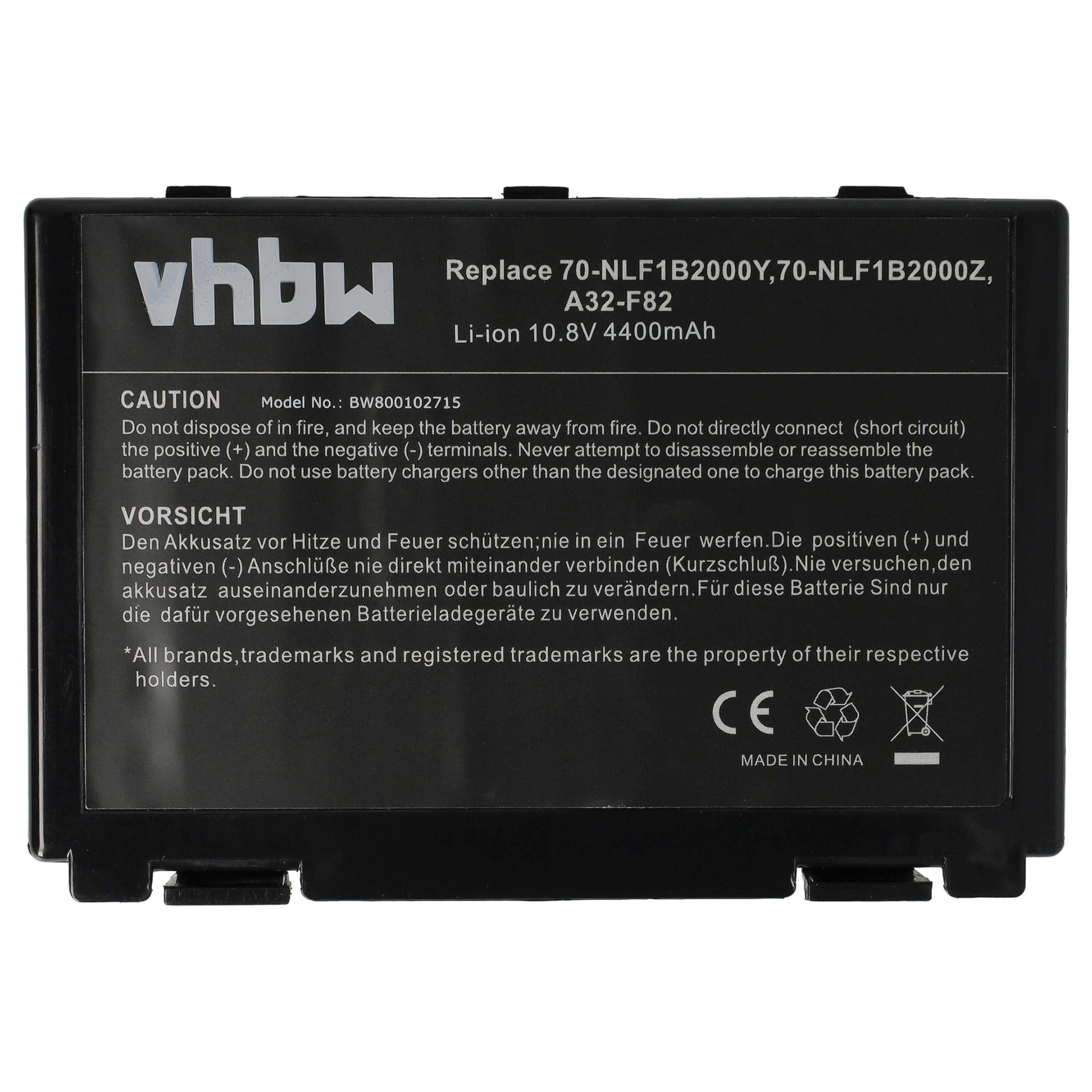 vhbw A32-F82 batteria notebook Asus 4400mAh 11,1V