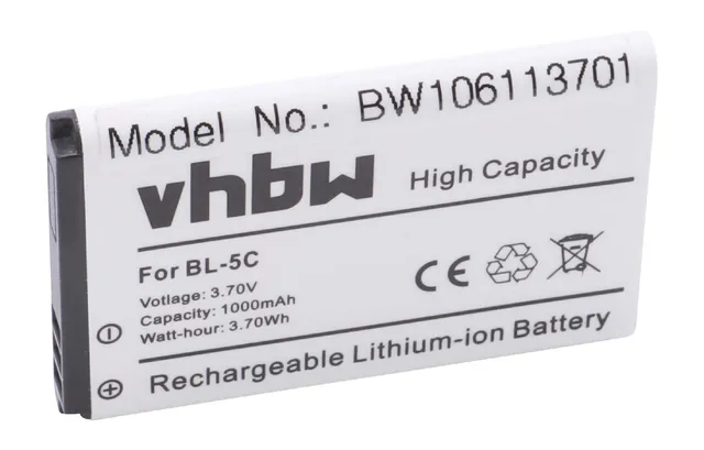vhbw batteria BL-5C 1000mAh per Swisstone BBM Li-Ion
