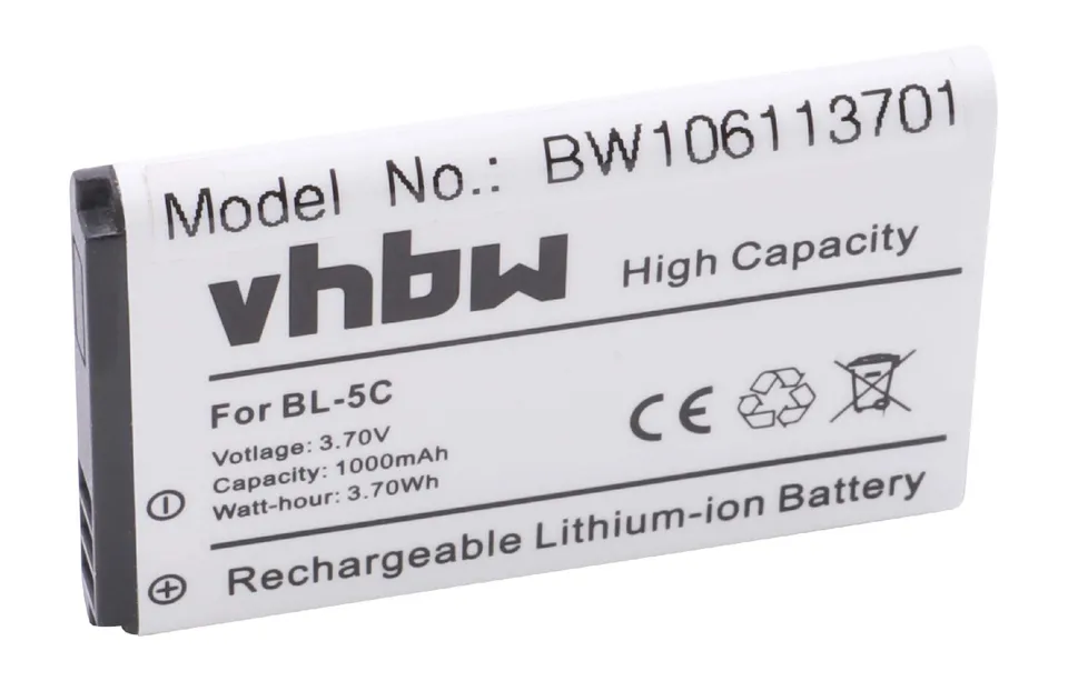 vhbw batteria BL-5C 1000mAh per Swisstone BBM Li-Ion