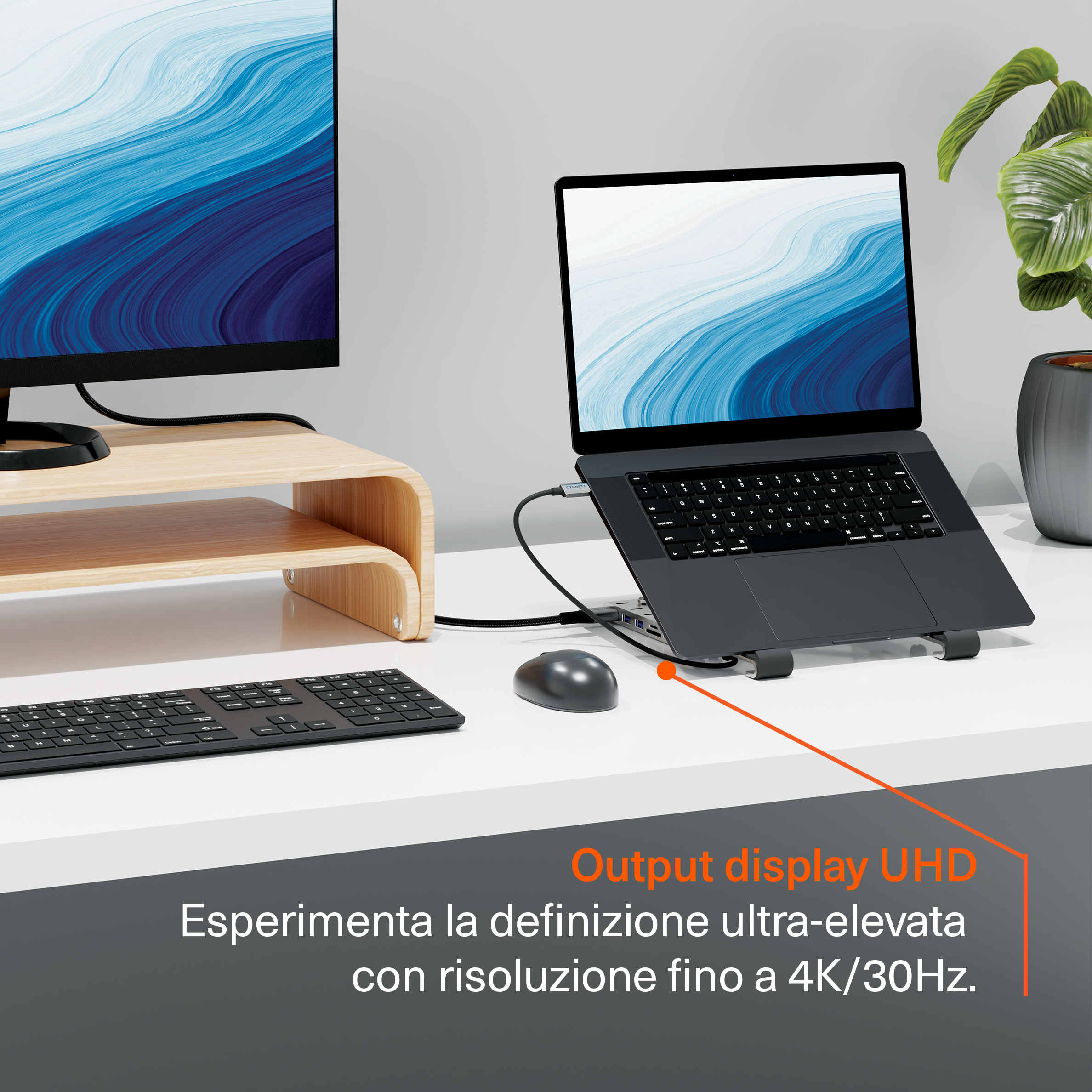 Cygnett Hub USB-C 7-in-1 con Stand Laptop HDMI 4K