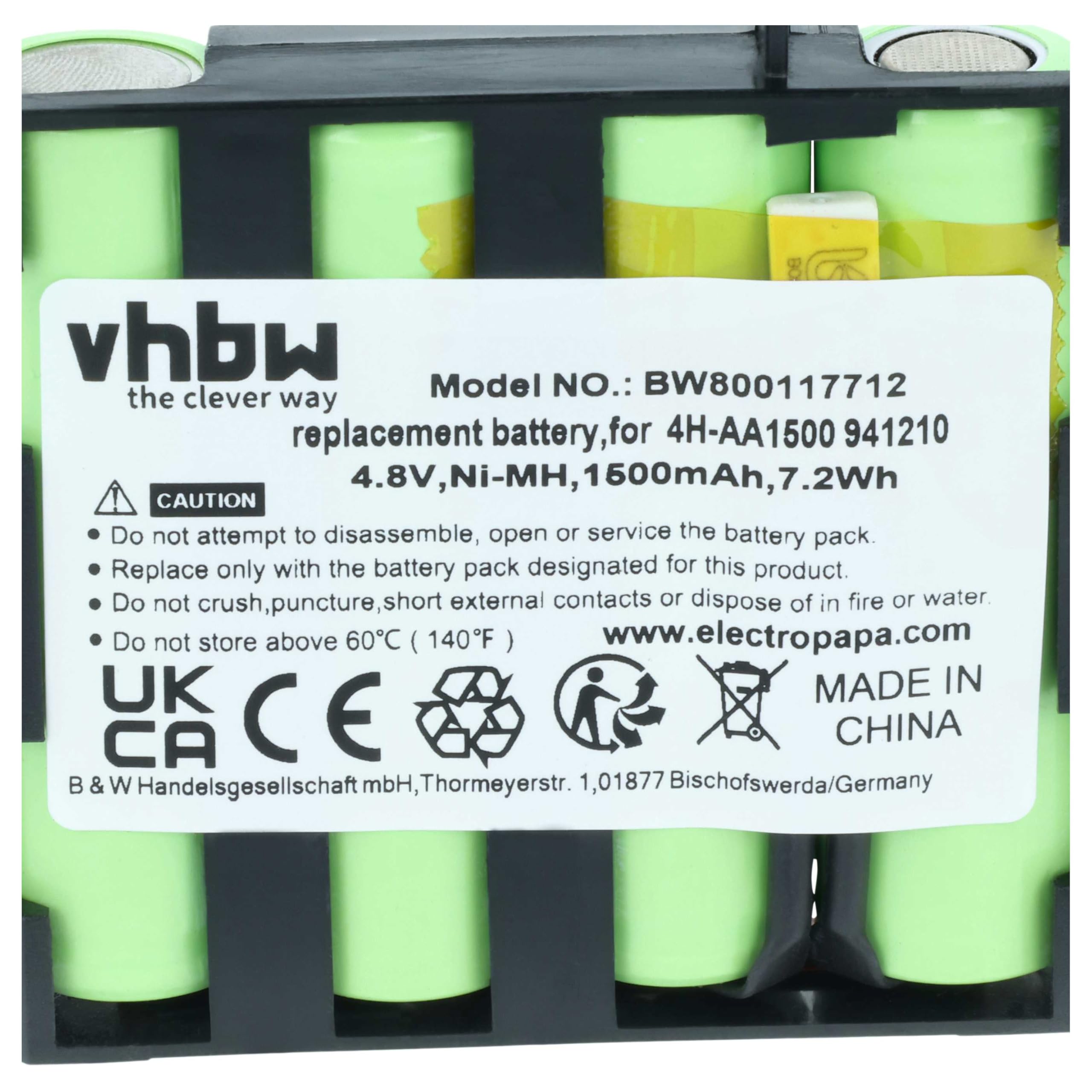 vhbw Batteria per Compex Fit 1.0 1500mAh NiMH