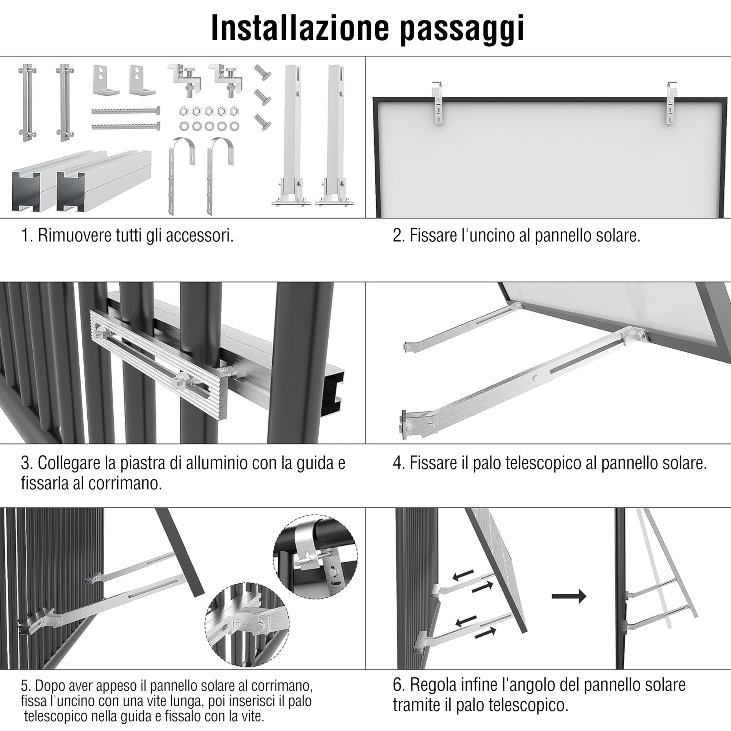 Leicke ULL staffa per pannello solare balcone alluminio