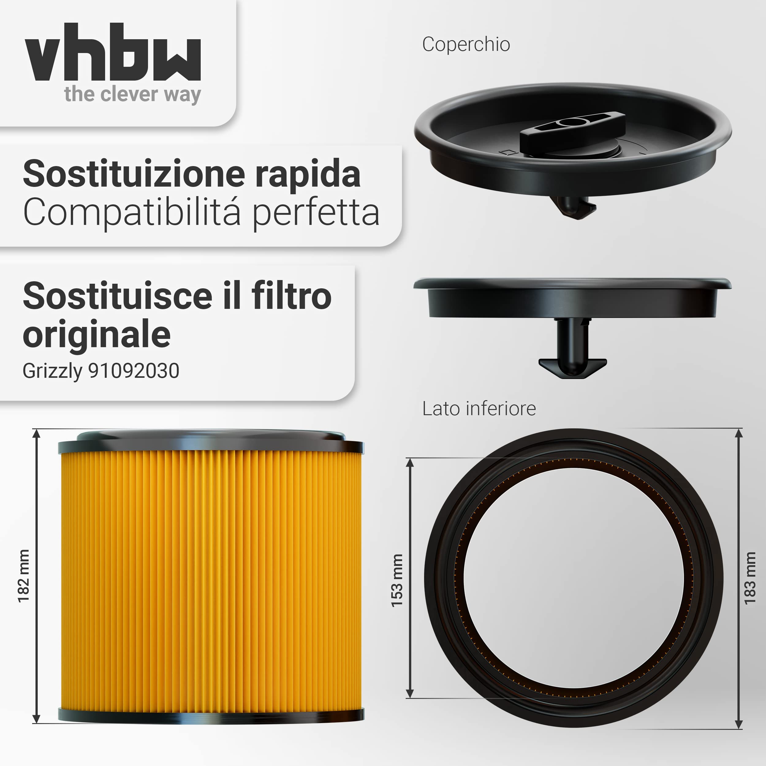 vhbw PNTS 1500 A1 filtro pieghettato aspiratore a secco