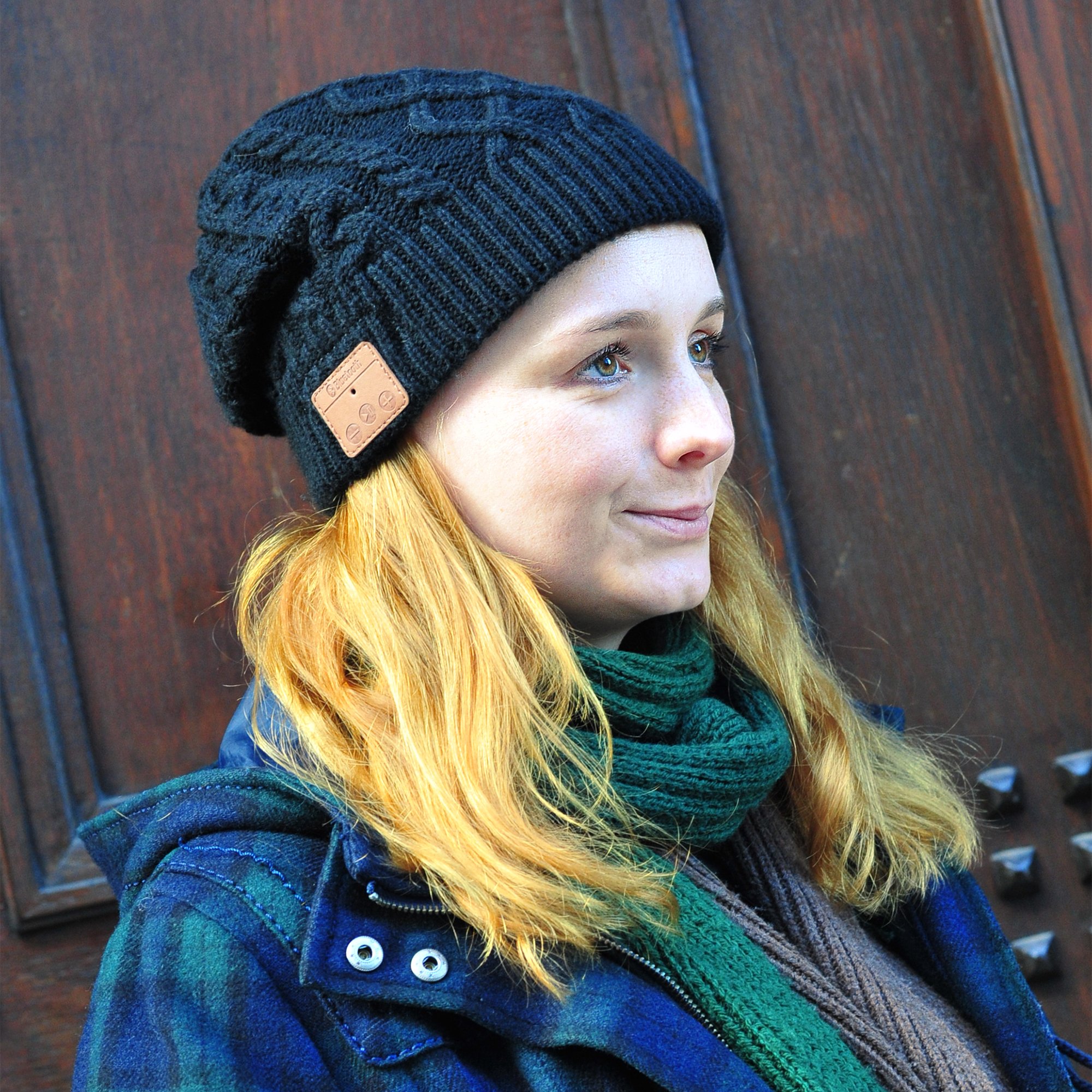 Leicke Beanie berretto cuffie bluetooth nero con microfono