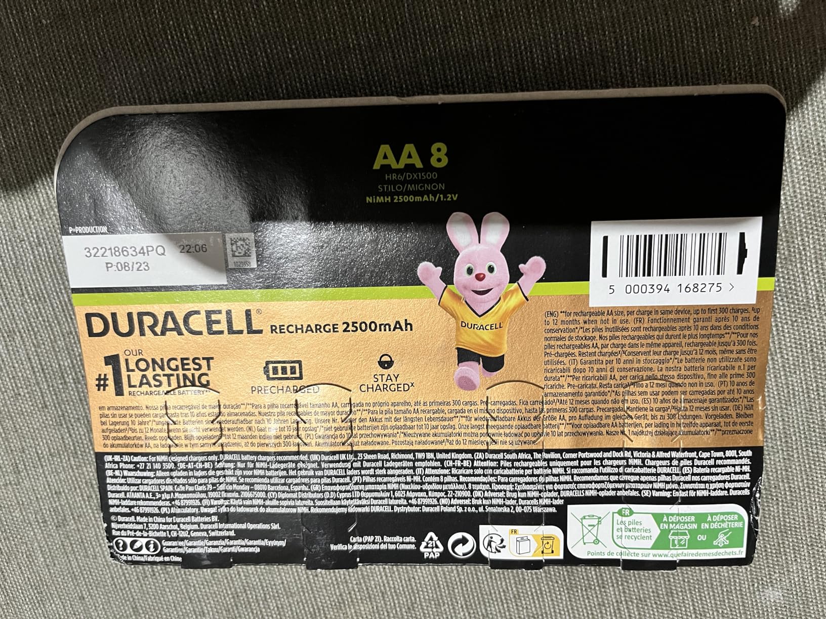 Duracell Batterie Ricaricabili AA 2500mAh 8 Pezzi NiMH