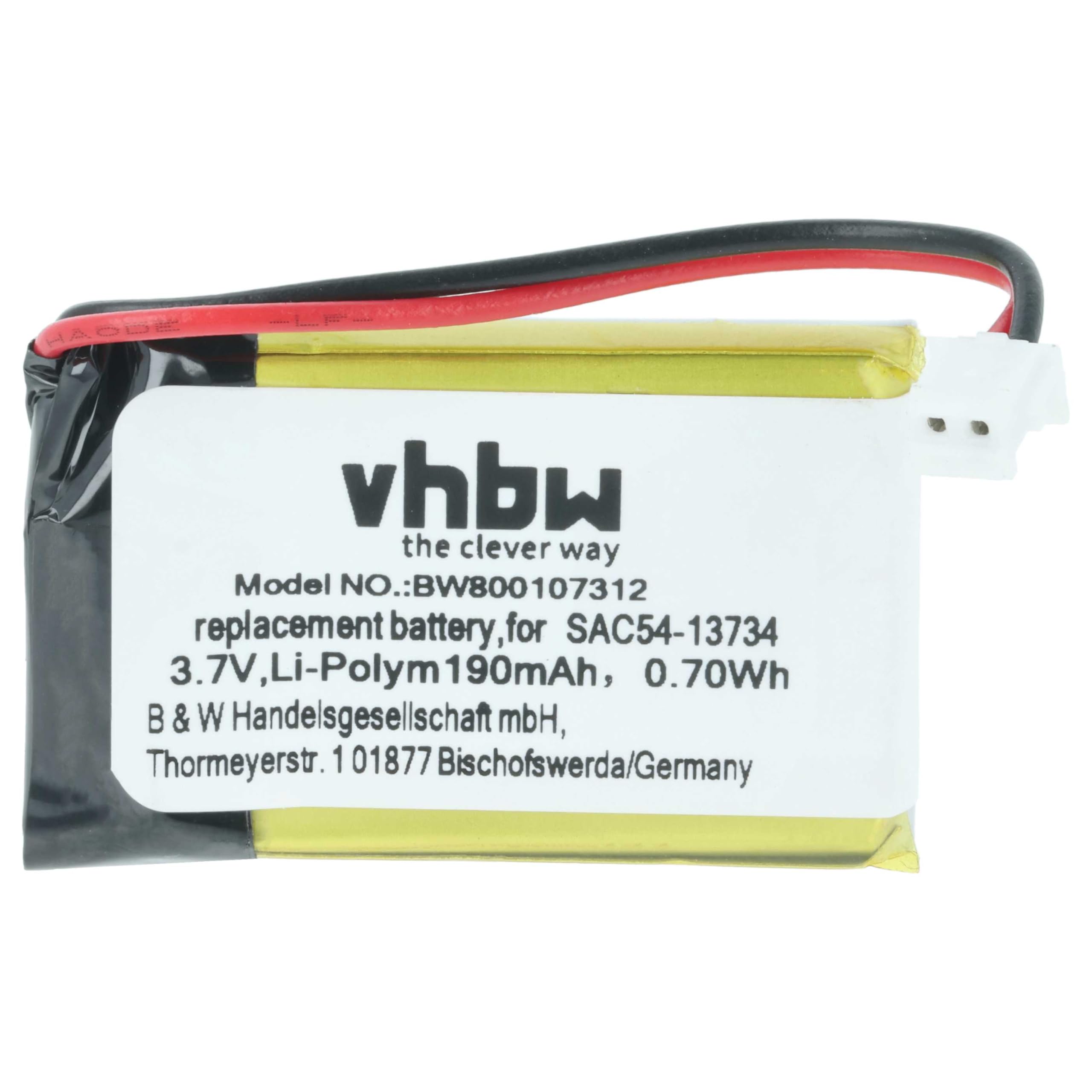 vhbw SAC54-13734 batteria collare 190mAh 3,7V