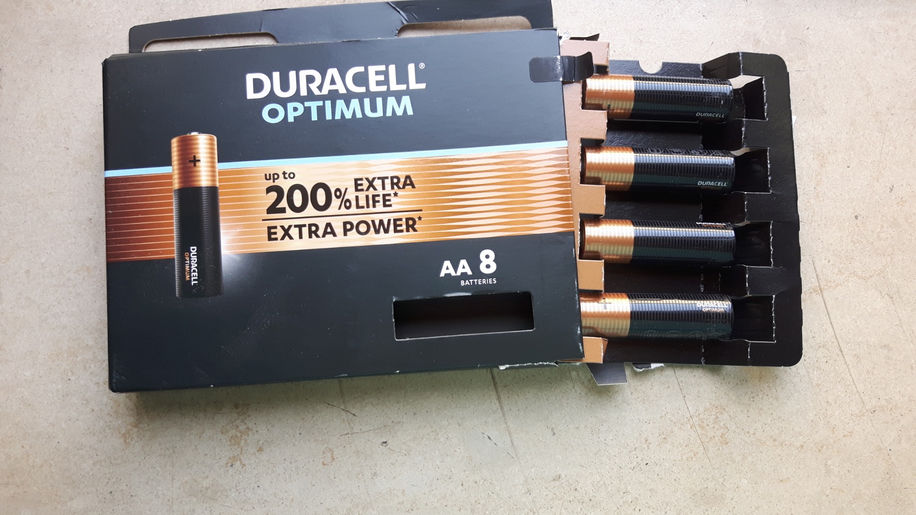 Duracell Optimum Batterie Alcaline AA 1,5V 8 pezzi boost