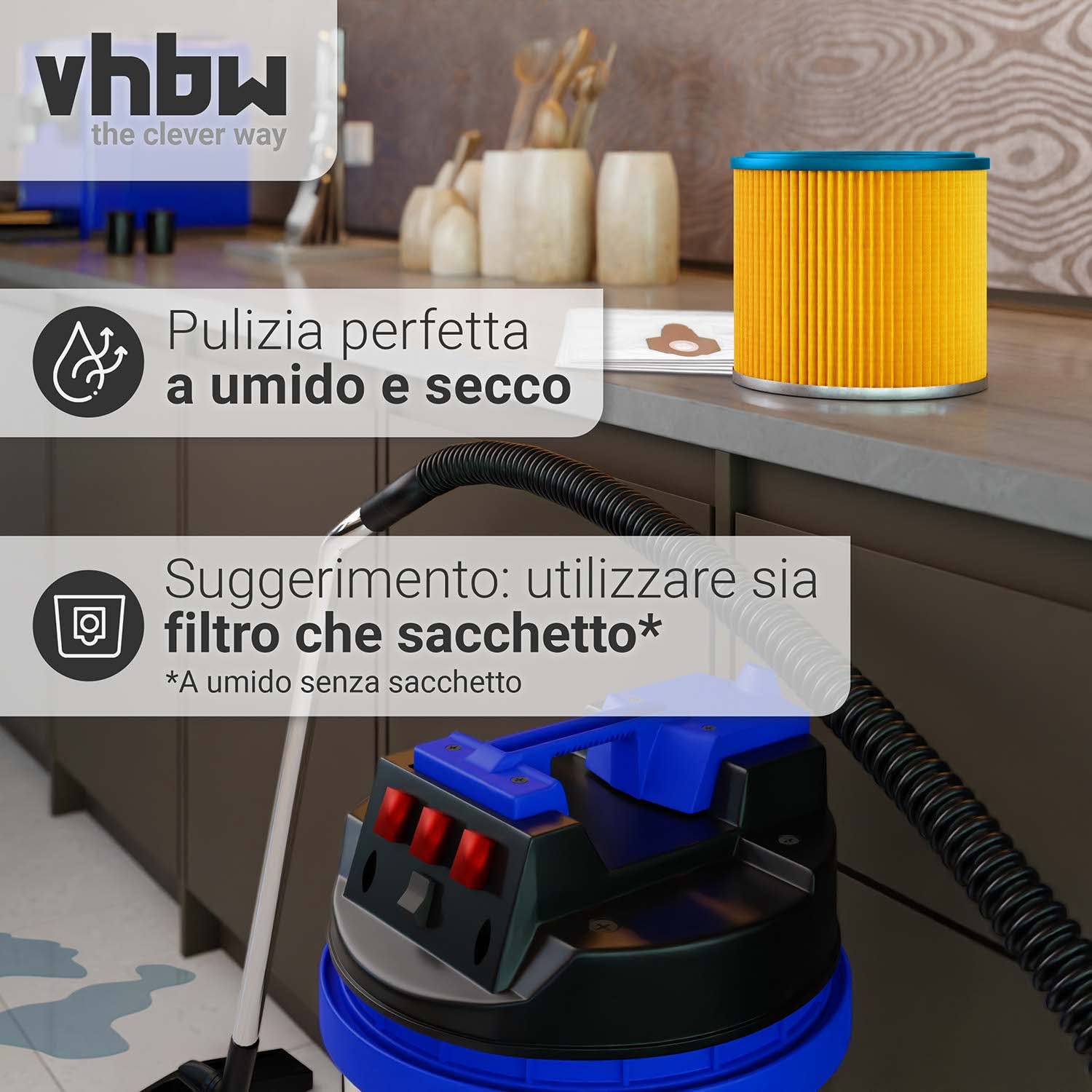 vhbw Filtro tondo lamelle Aqua Vac aspirapolvere 1 pezzo