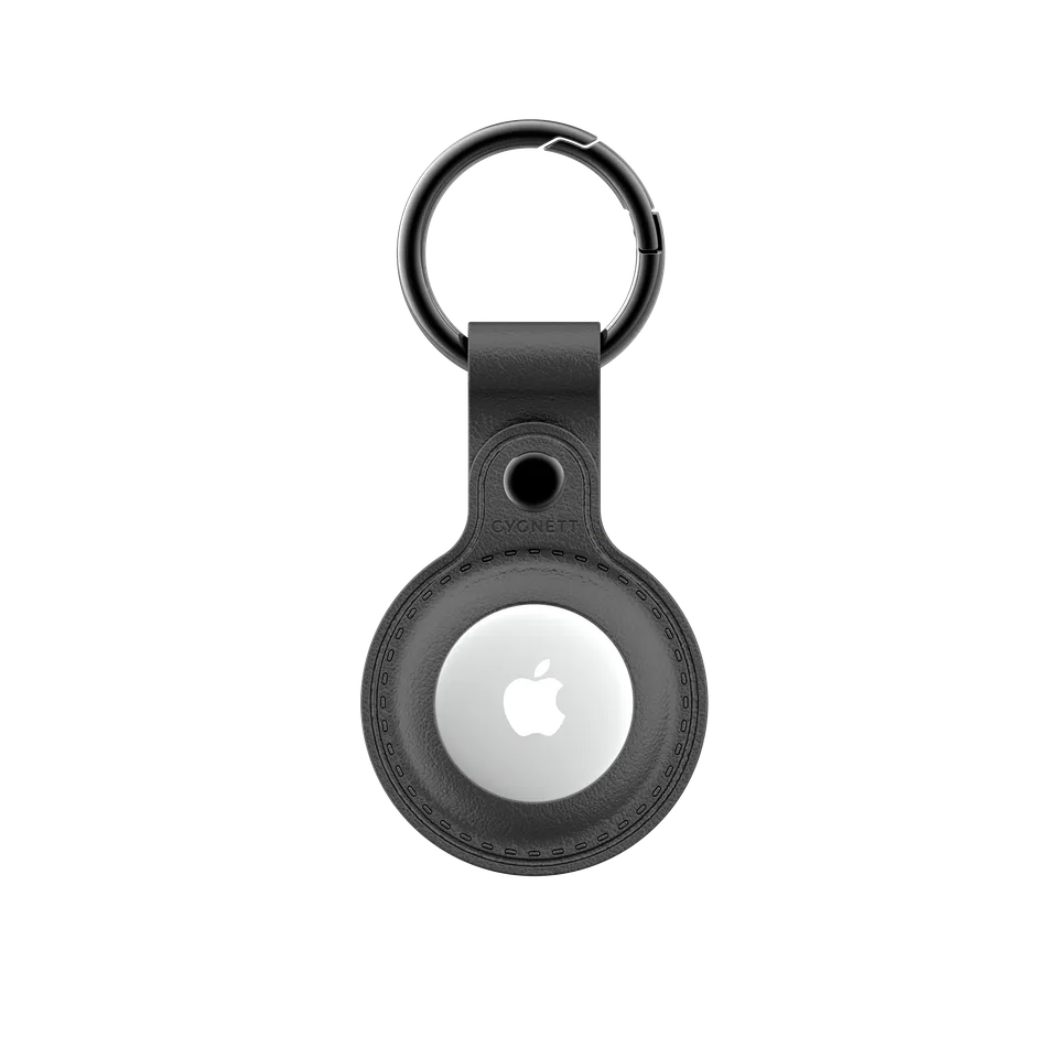 Cygnett Custodia AirTag in pelle nera antibatterica