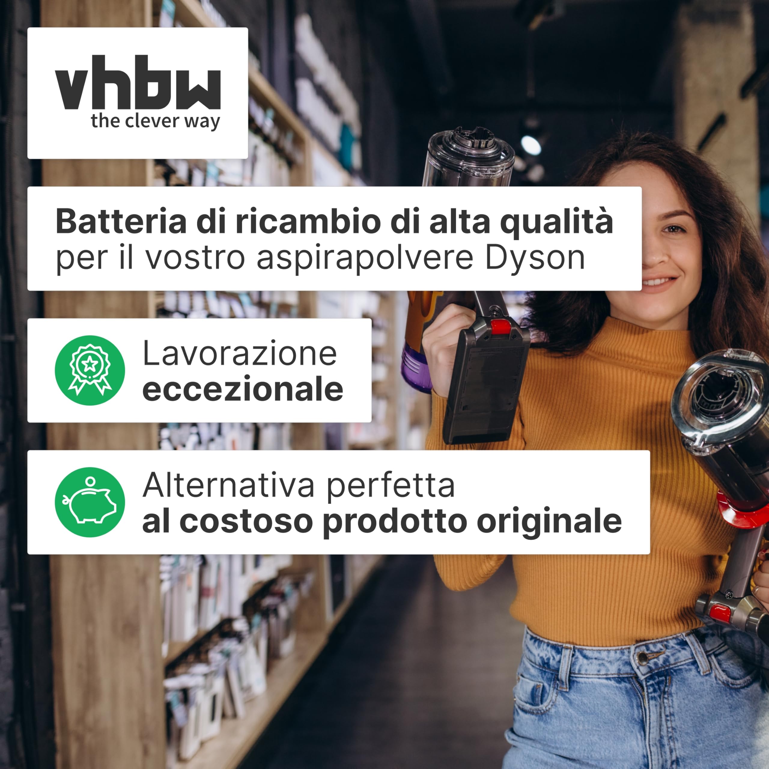 vhbw Batteria Li-Ion 3600mAh 25,2V per Dyson V15 Detect SV22