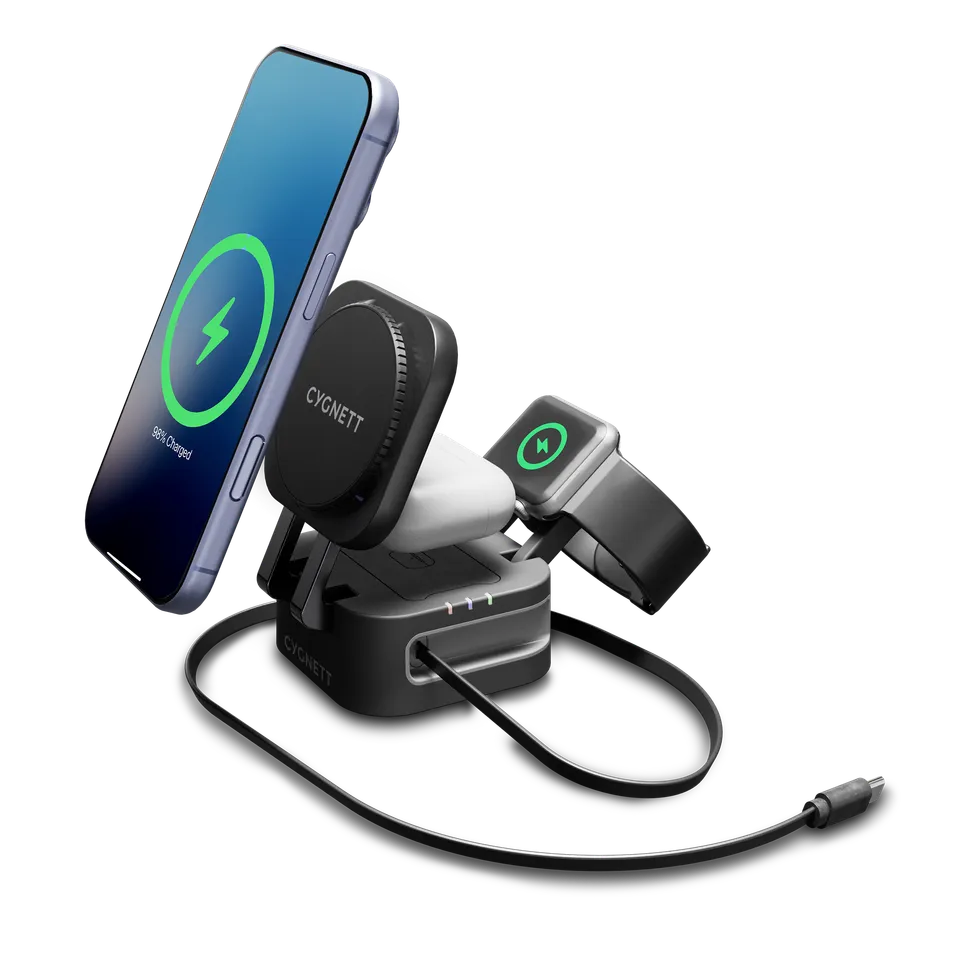 Cygnett MagStand Caricatore Wireless 3-in-1 Nero 15W