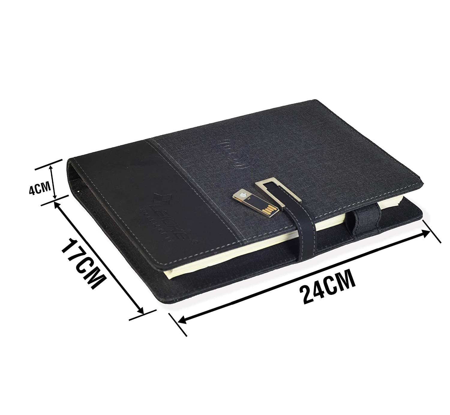 Leicke Taccuino A5 Pelle con Power Bank 8000mAh Ricarica Qi