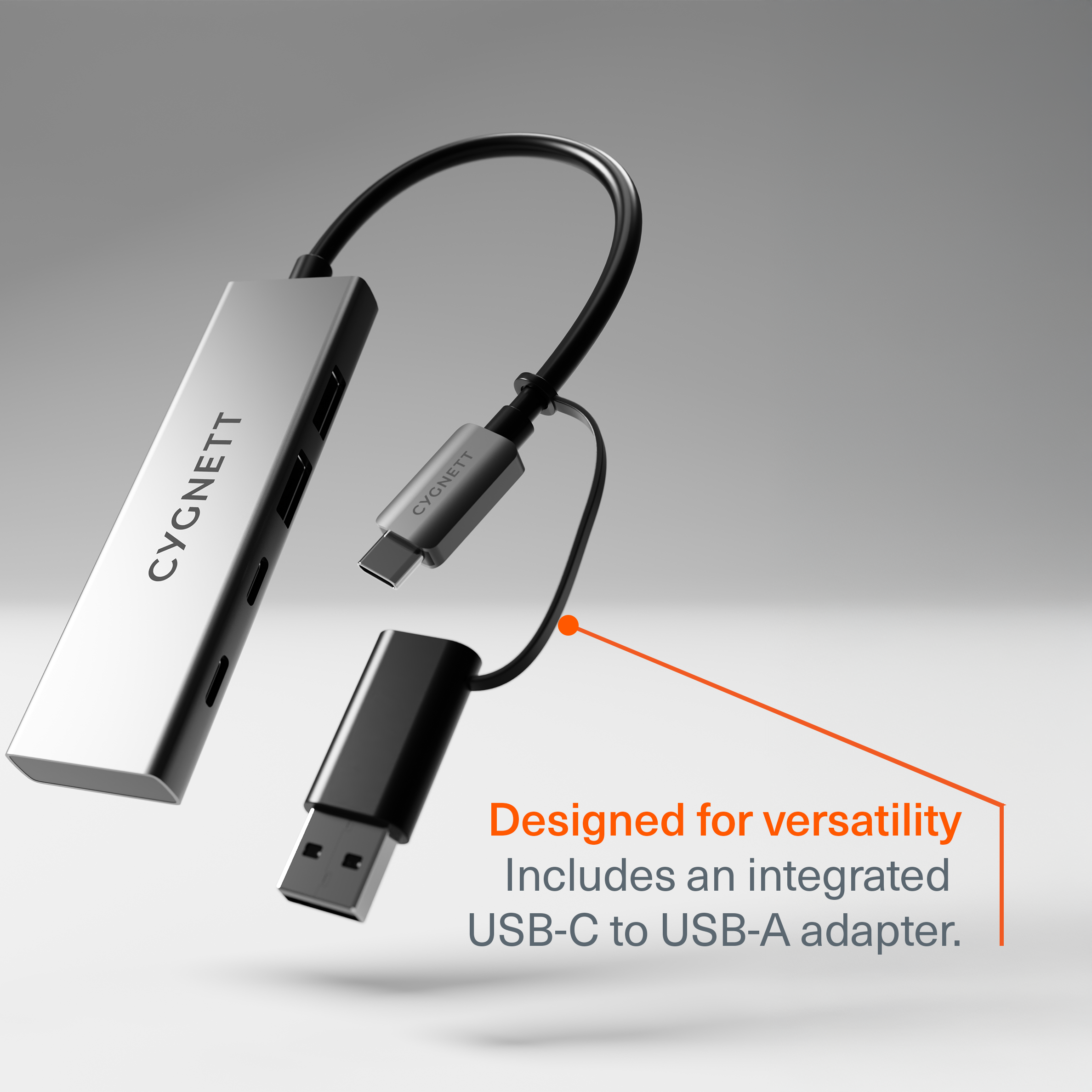 Cygnett Hub USB-C 4 in 1 USB-A USB-C alluminio