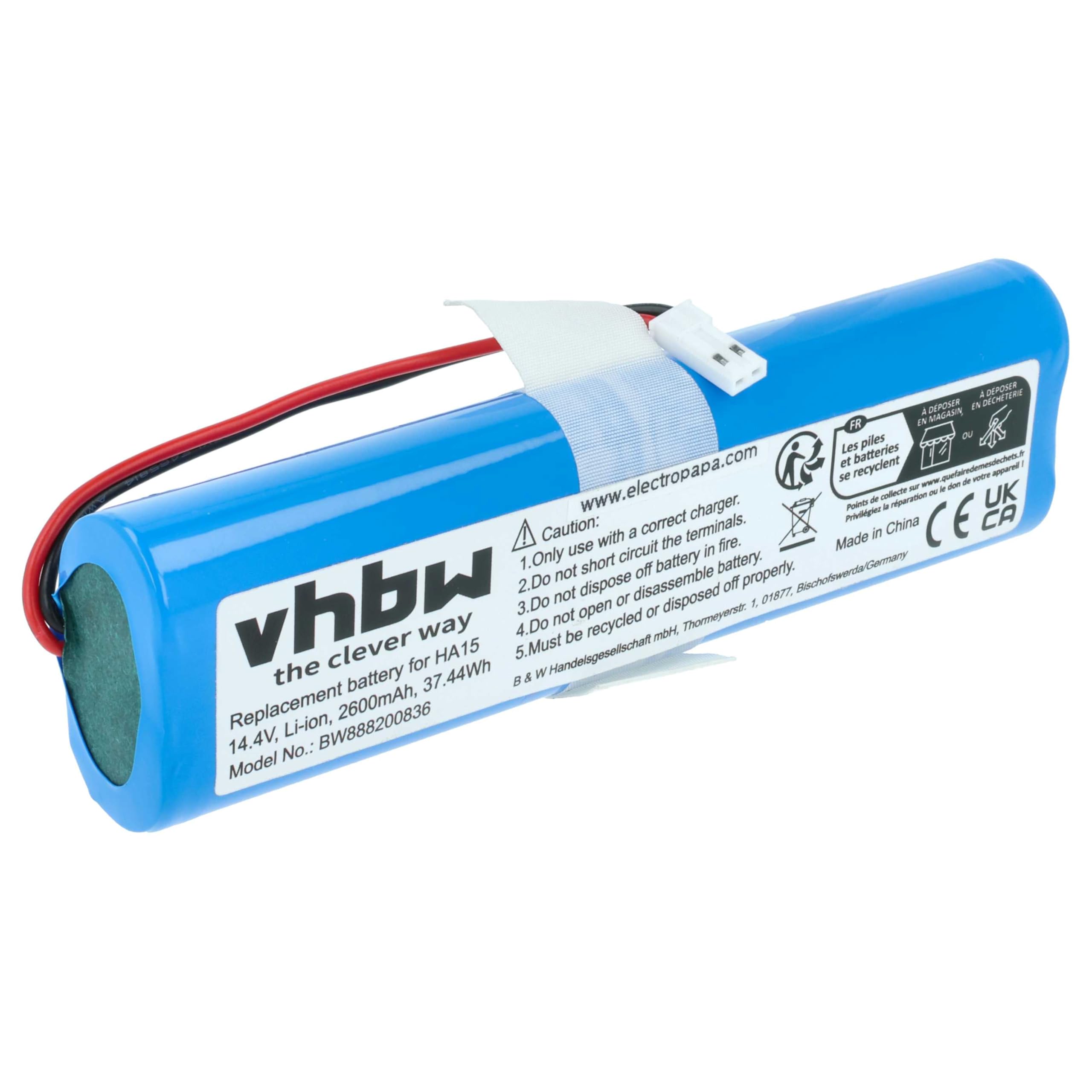 vhbw Batteria V3s Pro robot aspirapolvere 2600 mAh Li-Ion