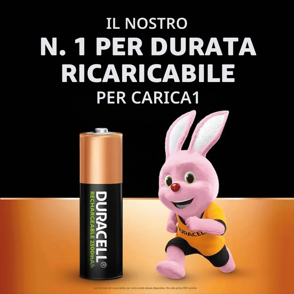 Duracell Rechargeable pile stilo AA 2500mAh 4 pezzi