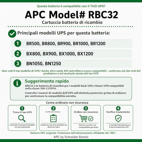 APC RBC32 Batteria UPS 24V Piombo 7Ah