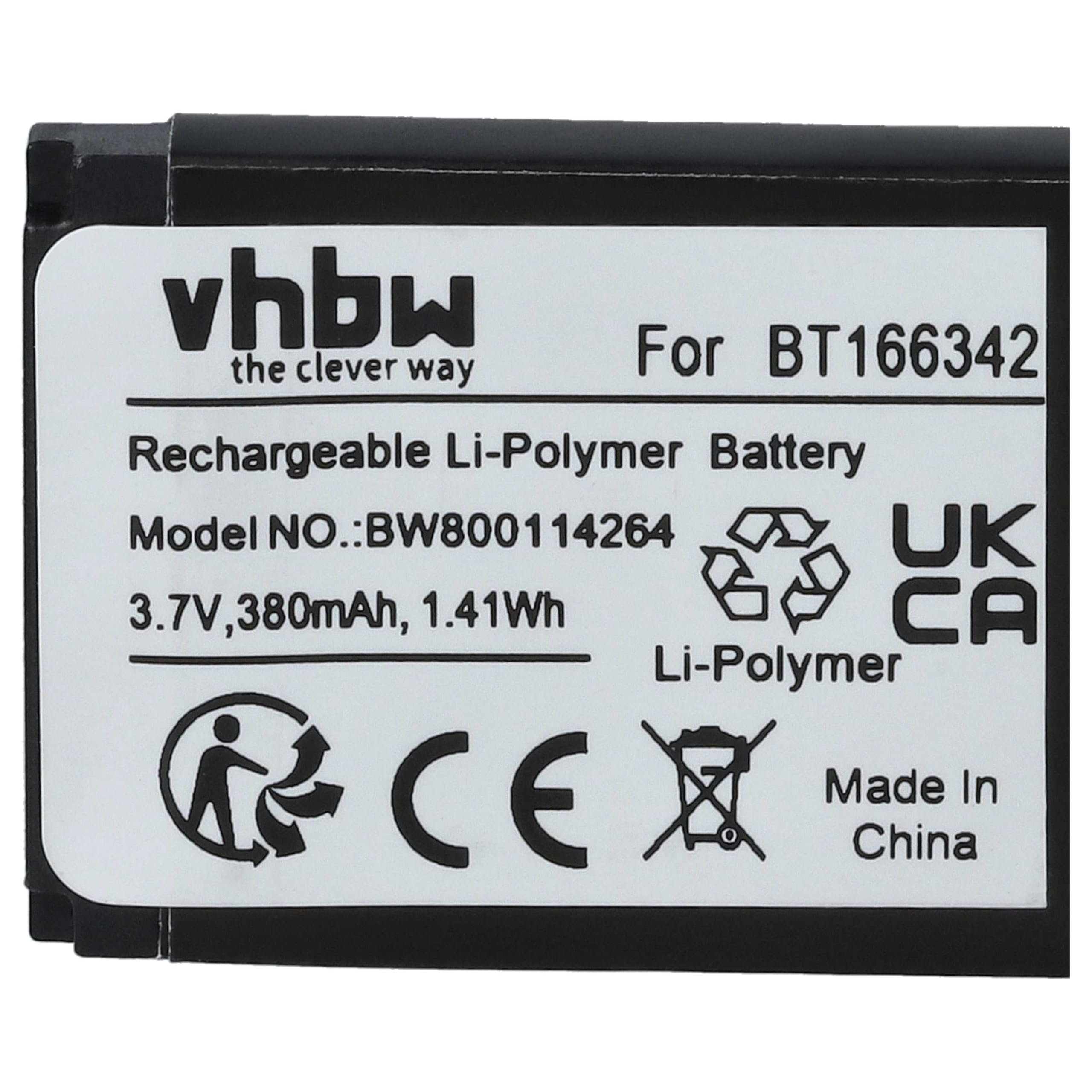 vhbw Batteria smartwatch 380mAh 3,7V per Simvalley PW-430