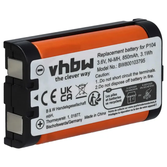 vhbw Batteria Panasonic KX-TW201 Telefono 850mAh NiMH
