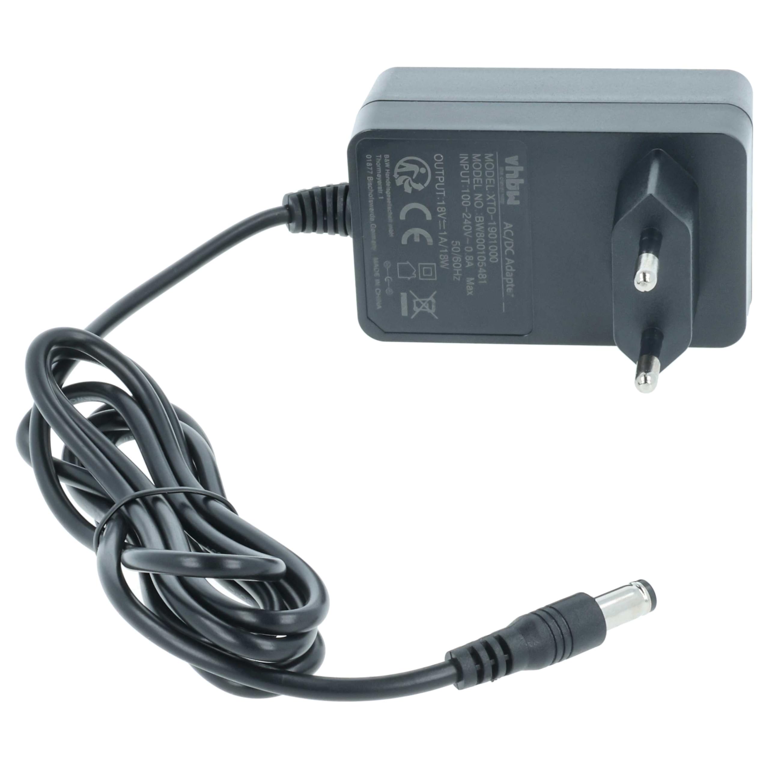 vhbw Alimentatore 18V 1A per Logitech UE Smart Squeezebox nero