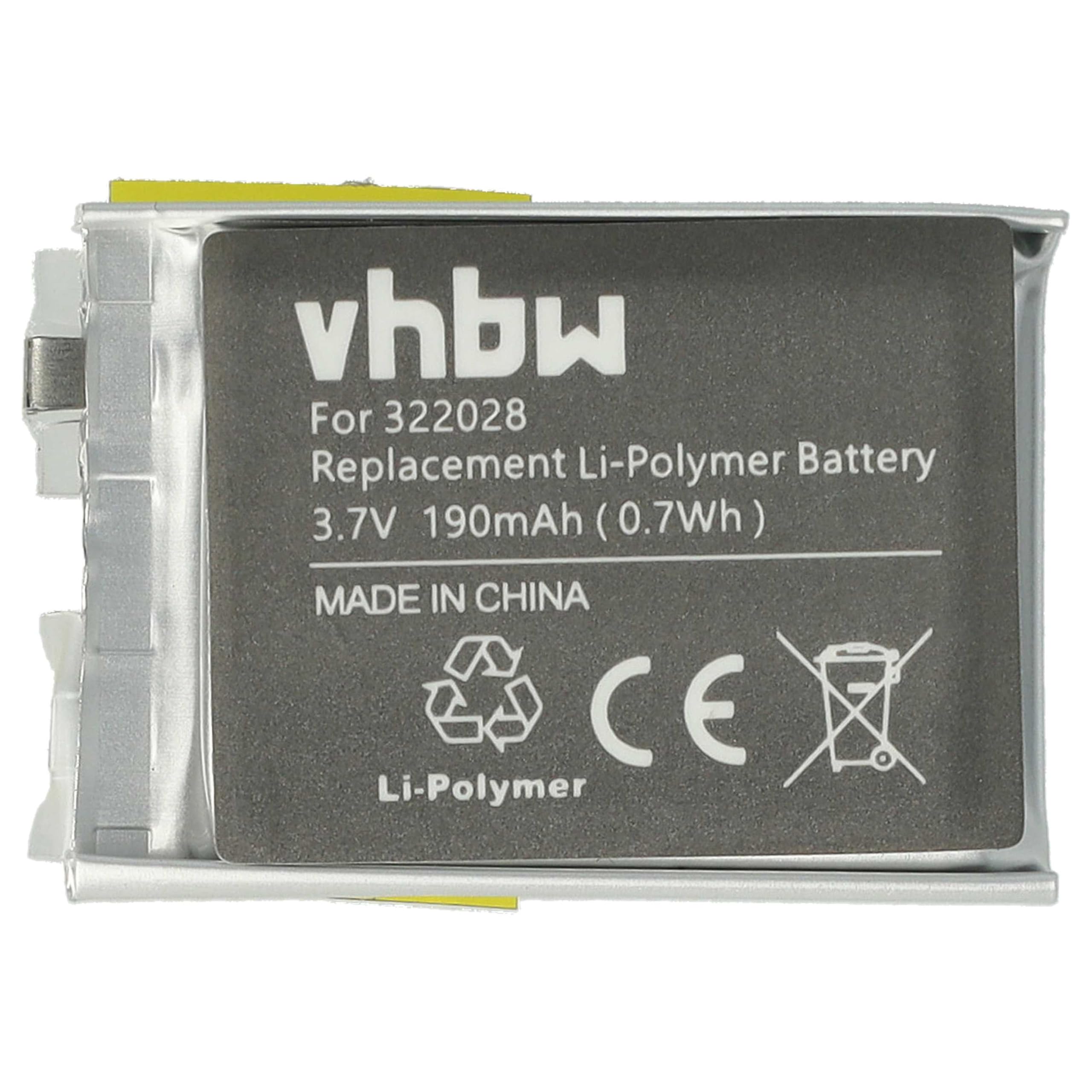 vhbw Batteria Smartwatch TomTom Golfer 1 190mAh Li-Poly