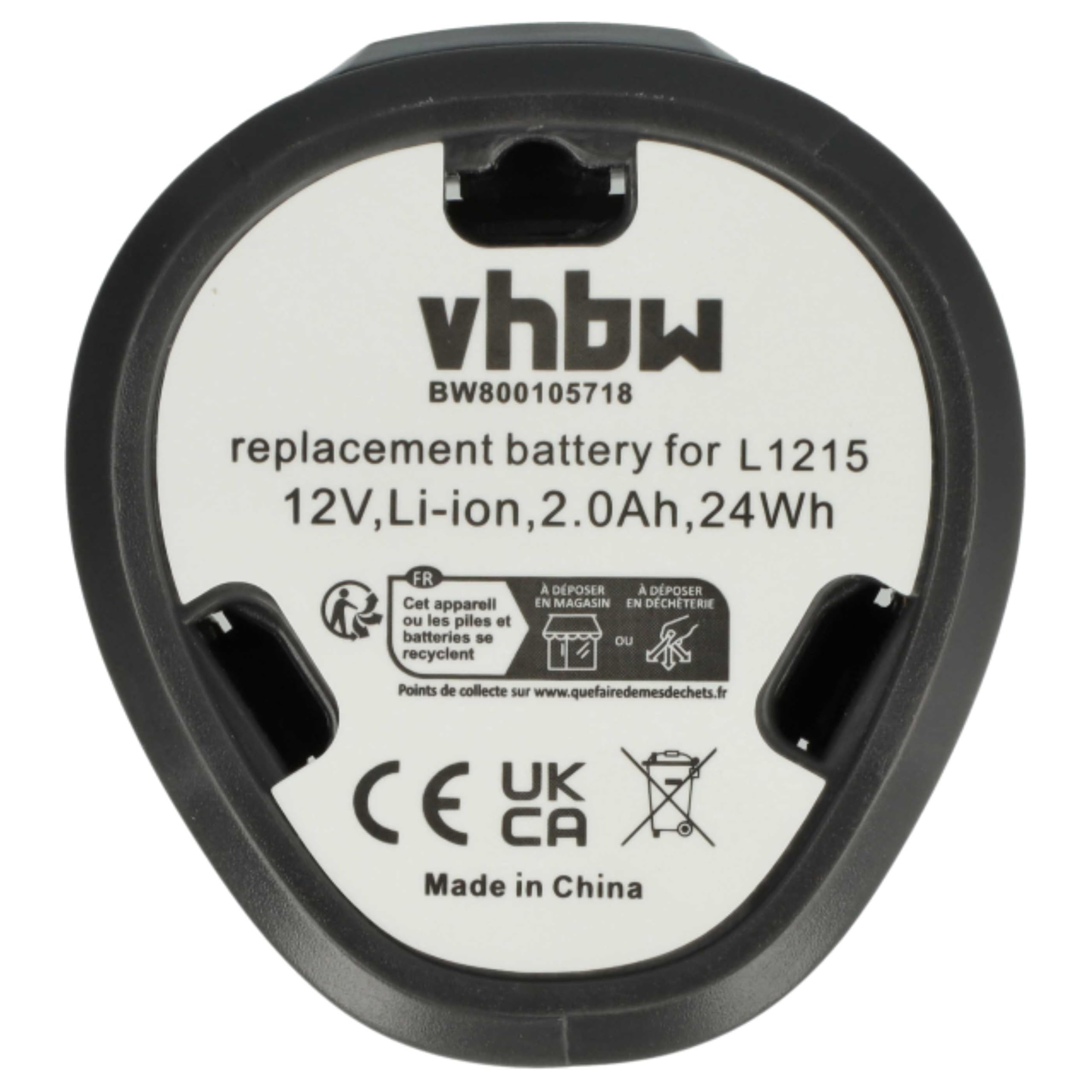 vhbw 2x Batteria 12V 2000mAh per AEG Utensile Li-Ion