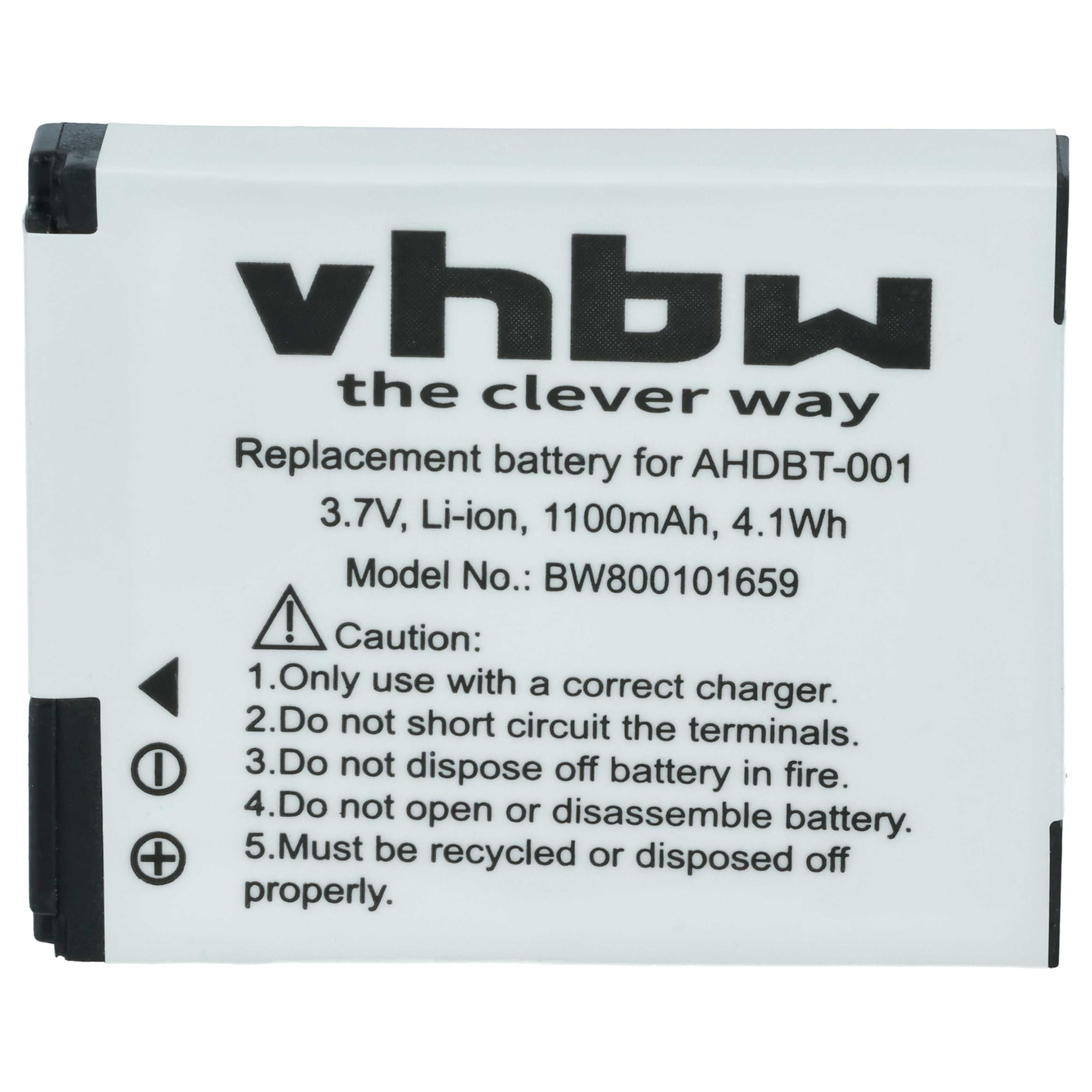 vhbw Batteria per GoPro HD Hero videocamera 1100mAh Li-Ion