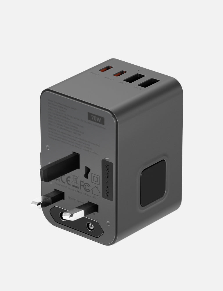 Energea TravelWorld Adapter GaN70 adattatore viaggio 70W Gunmetal