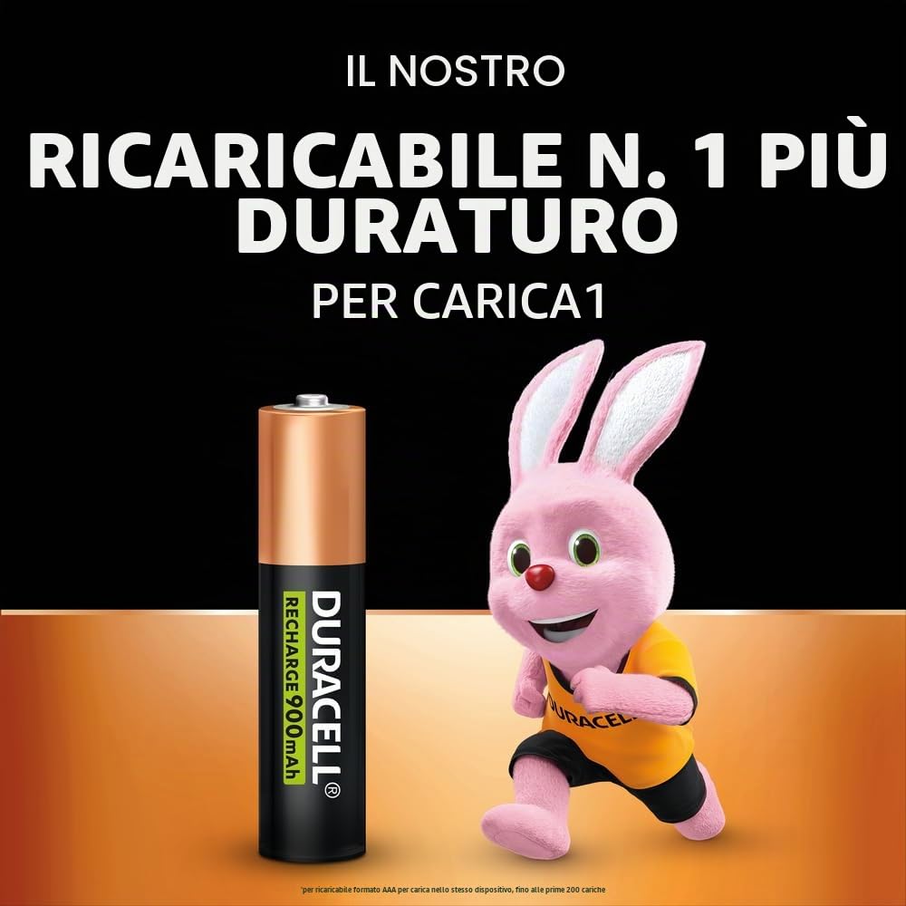 Duracell HR03 DX2400 pile ricaricabili AAA 4 pezzi 900 mAh
