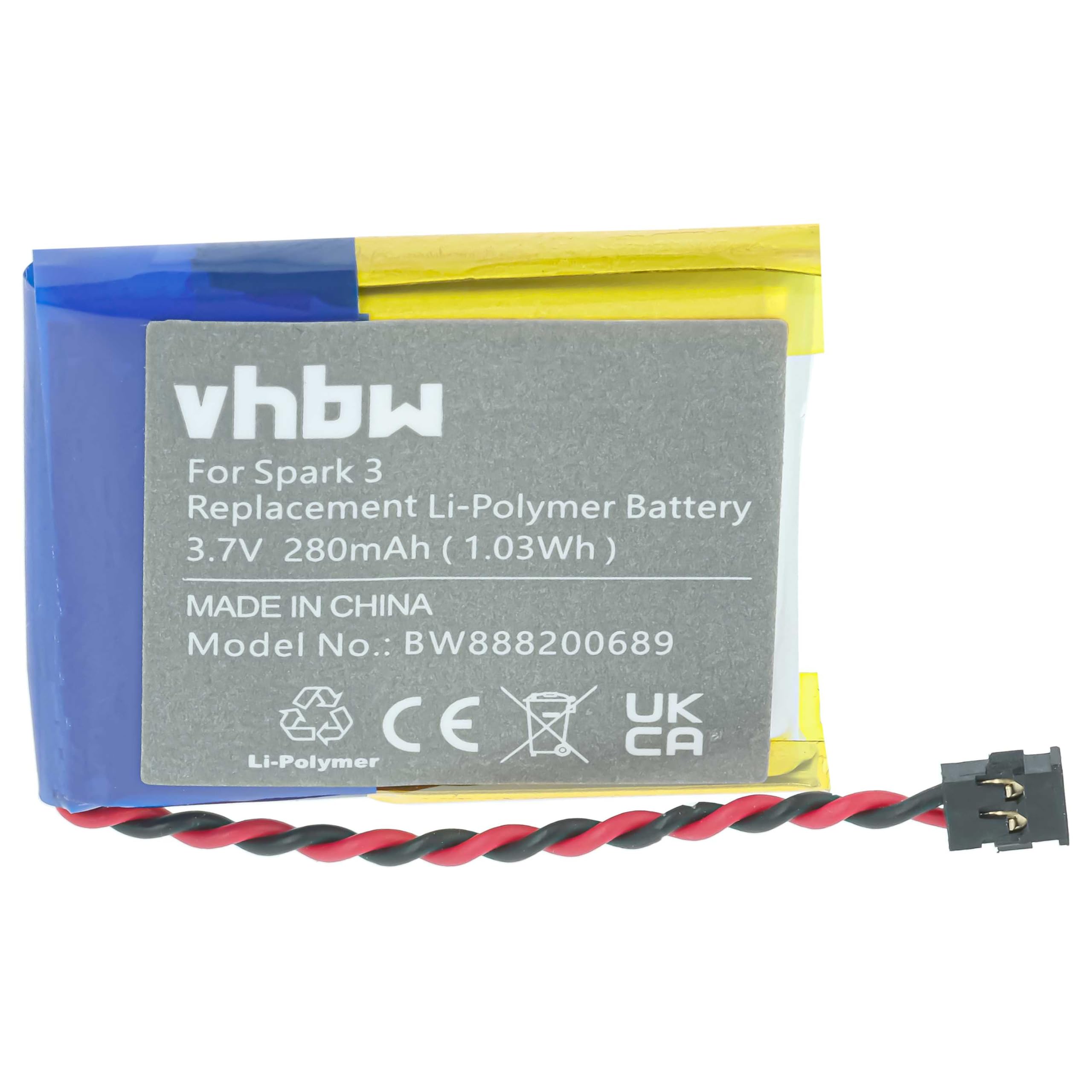 vhbw AHB332824HPS batteria smartwatch TomTom Runner 280mAh