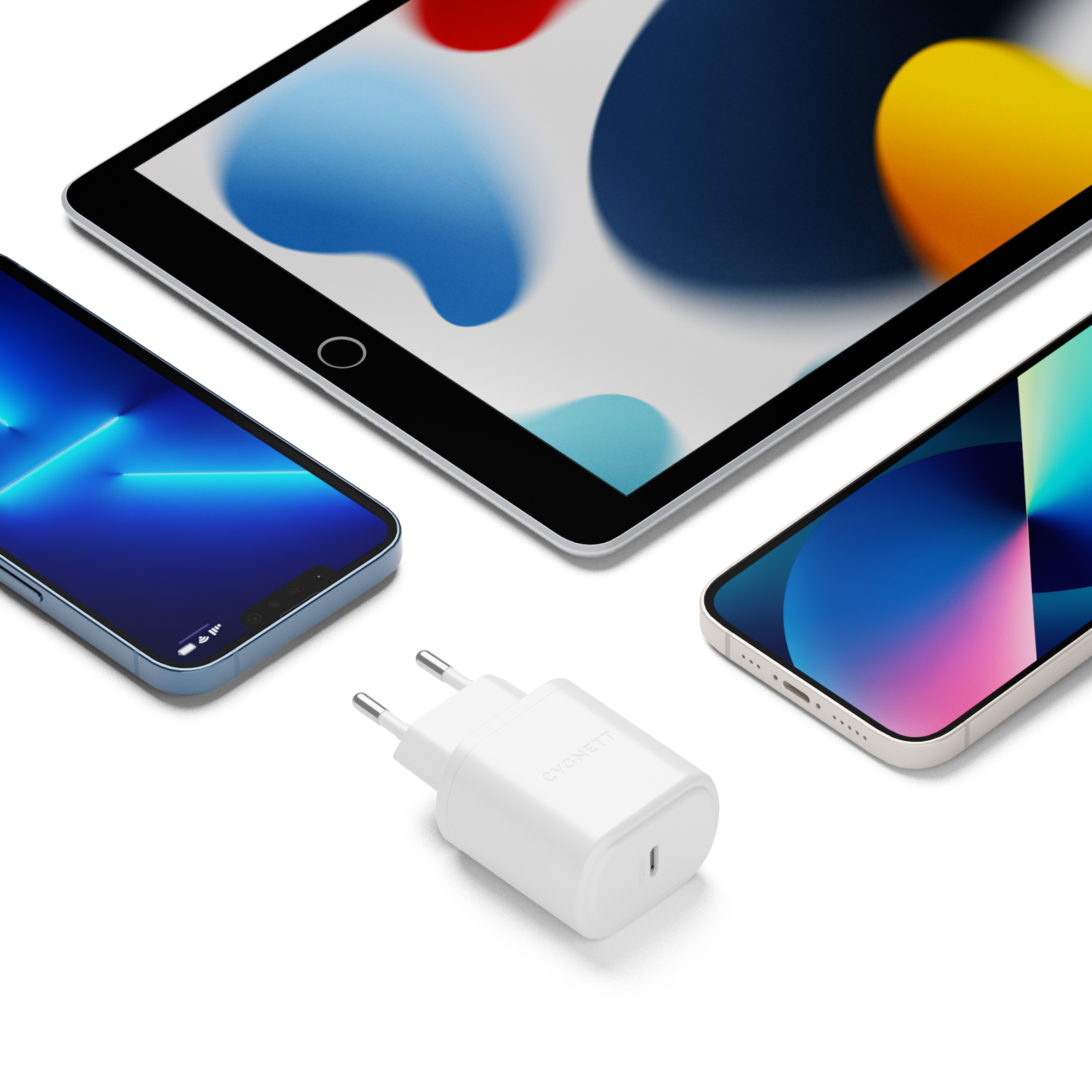 Cygnett Caricatore da Muro 20W USB-C PD Bianco Doppia Porta