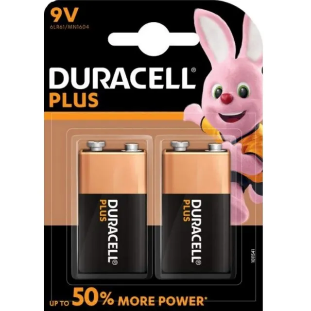 Duracell Plus MN1604 pile alcaline 9V 2 pezzi