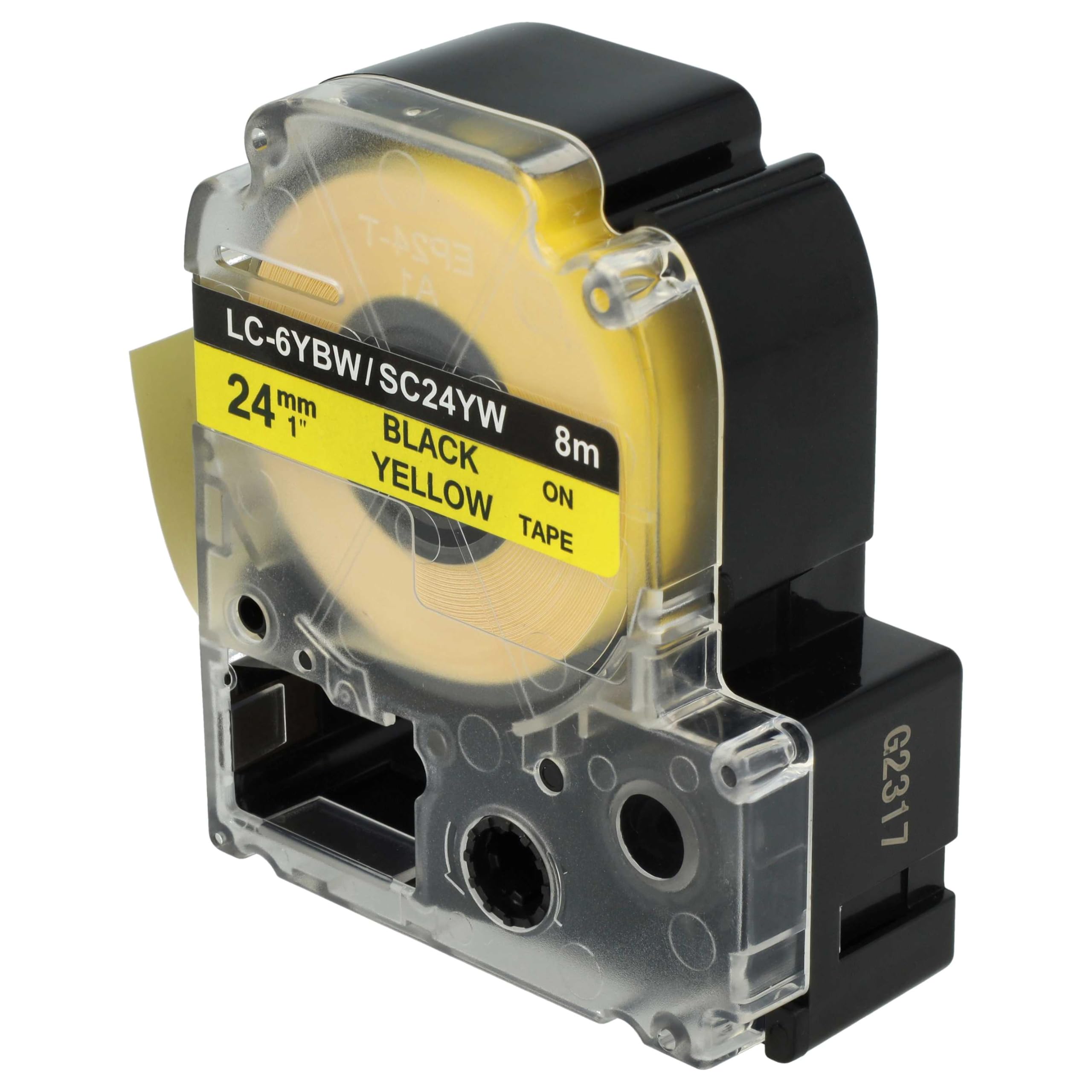 vhbw cassetta nastro 24mm nero su giallo per KingJim