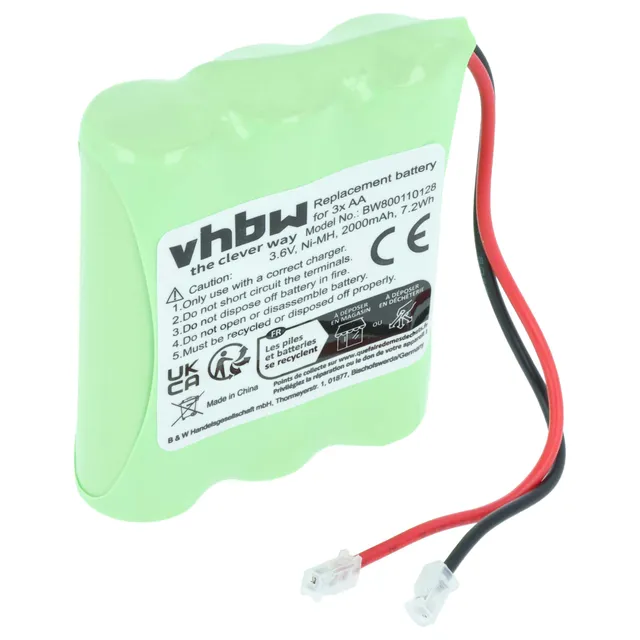 vhbw Batteria 3x AA 2000mAh 3,6V NiMH ricaricabile