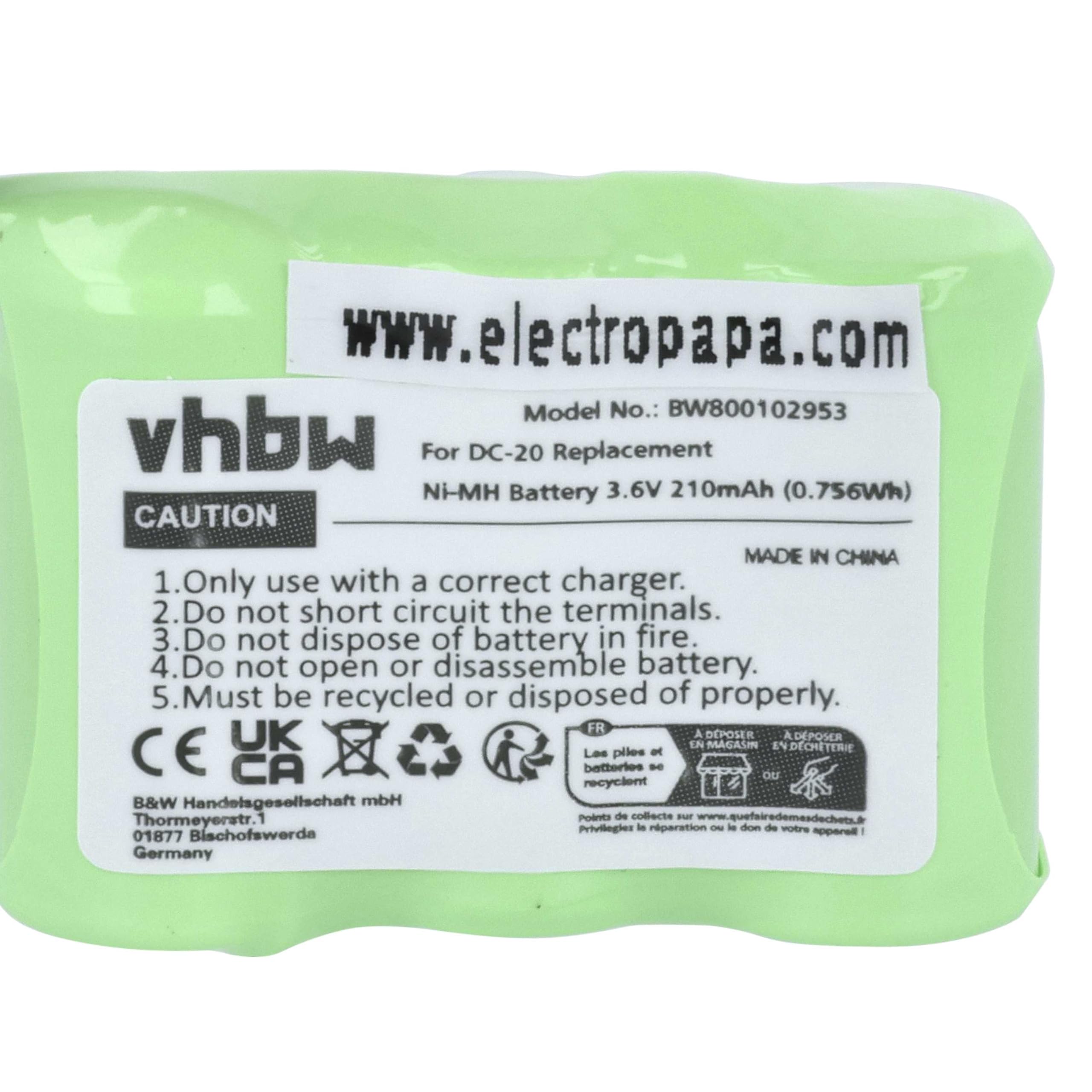 vhbw DC-20 batteria collare 210mAh per Dogtra addestramento
