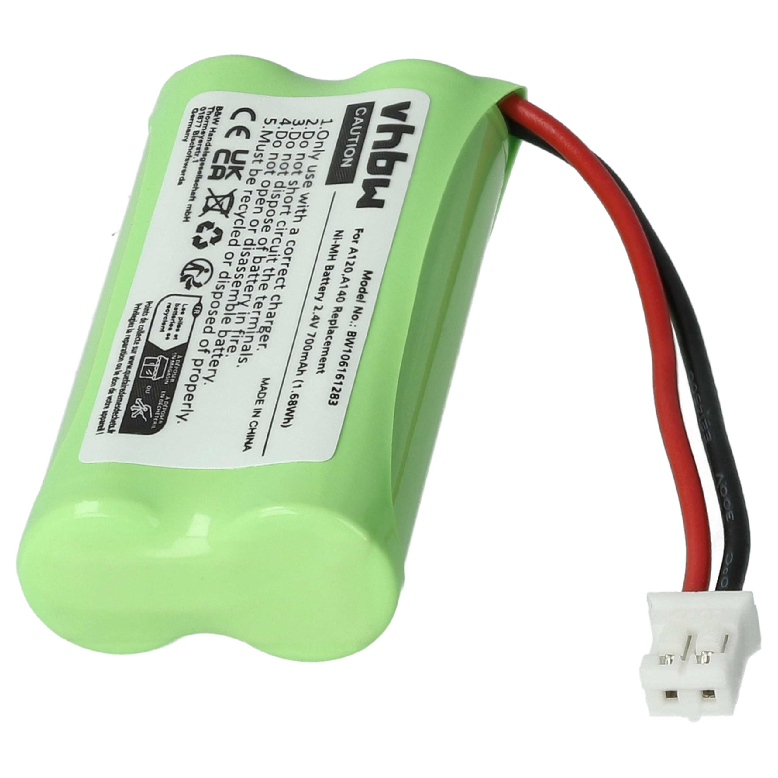 vhbw batteria cordless Gigaset A12 700mAh 2,4V 1 pezzo